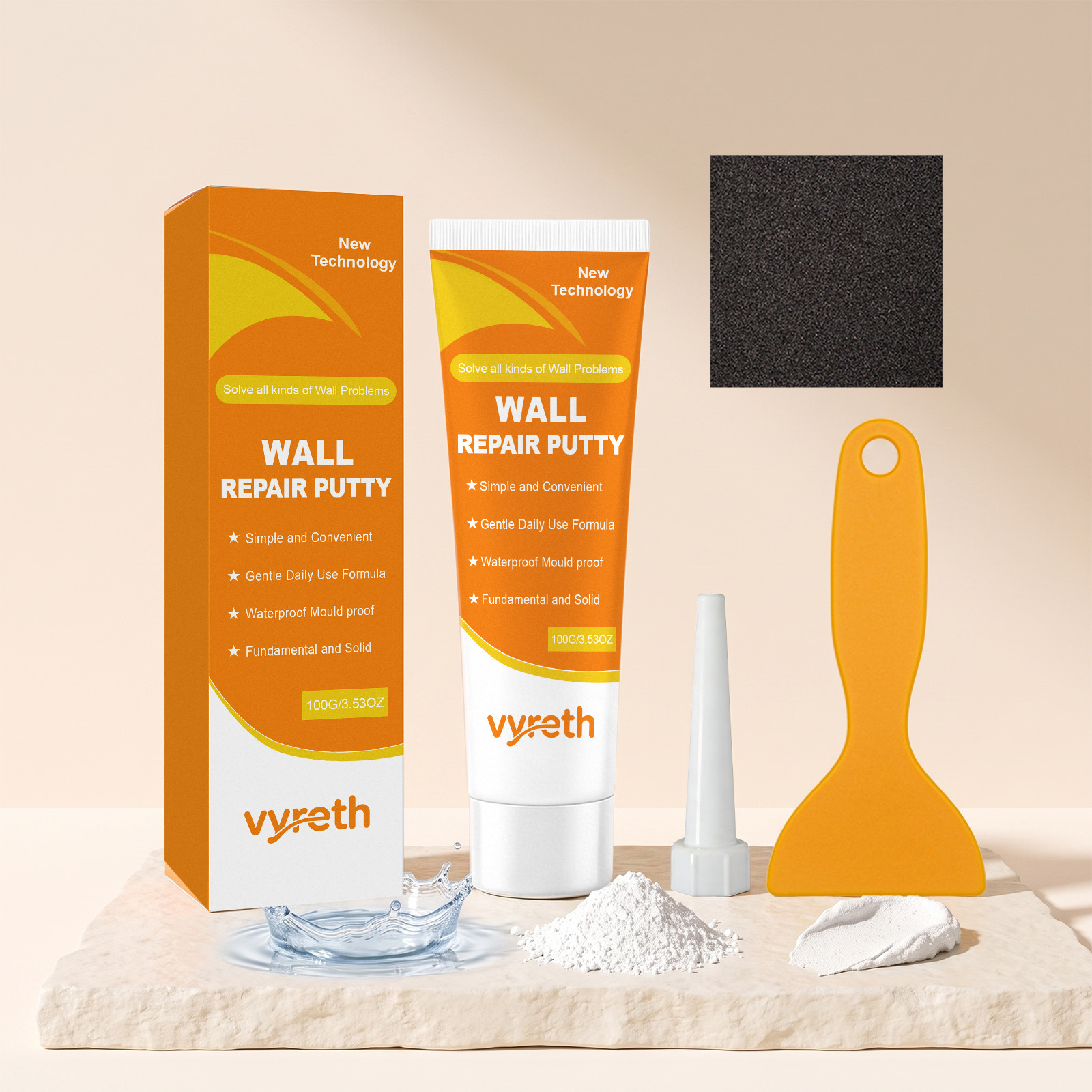Wandreparaturpaste, Multifunktionale Haushalts-wandreparaturpaste Für Risse Und Flecken – 100 G X 1 + Spachtel X 1 + Schleifpapier X 1 + Düsenkappe X 1 -- Biemmedue