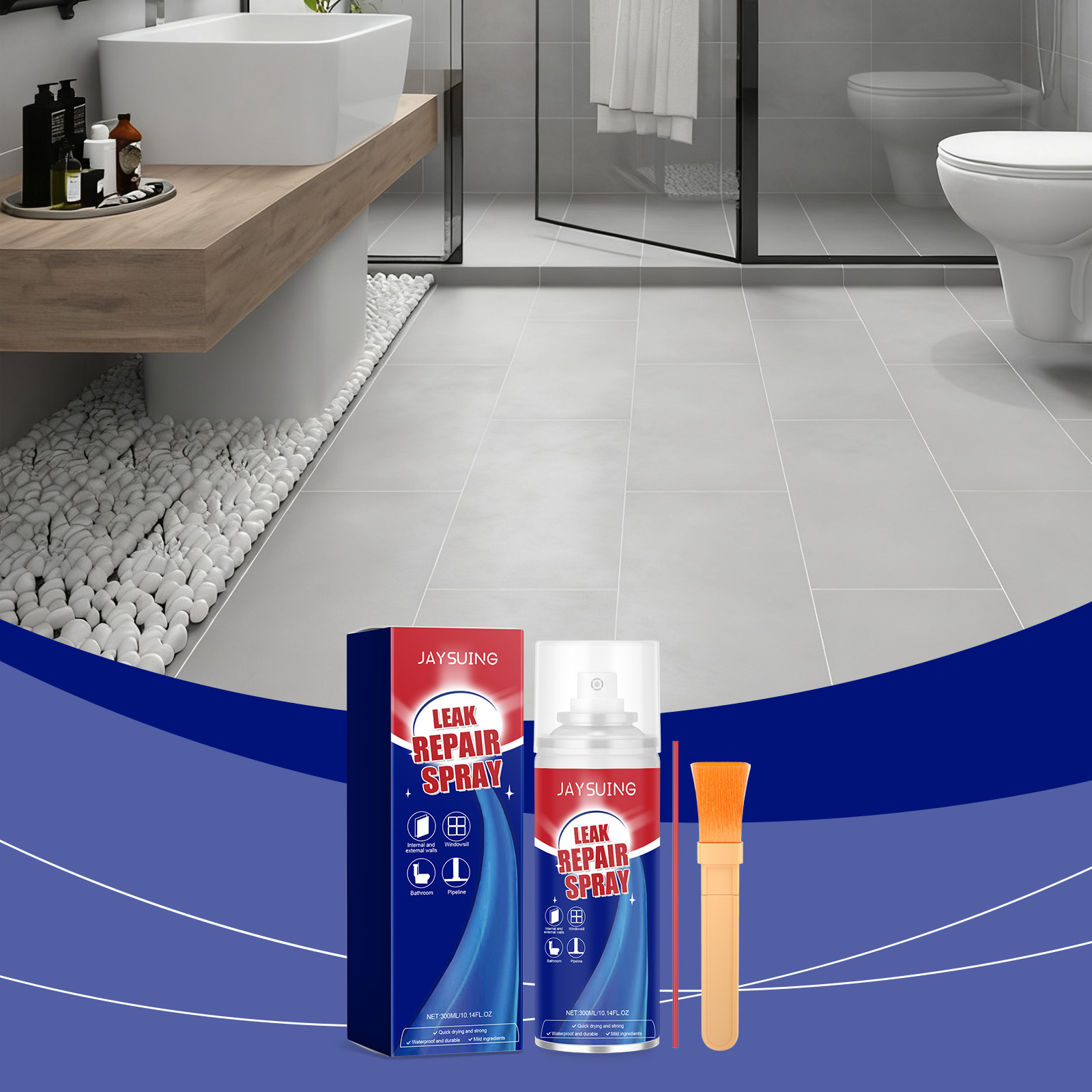 Wasserabweisendes Und Leckageverschließendes Spray Für Den Täglichen Gebrauch, Schützt Wände Und Böden, Geeignet Für Den Innen- Und Außenbereich – 300 Ml + Pinsel + Spritze -- Biemmedue
