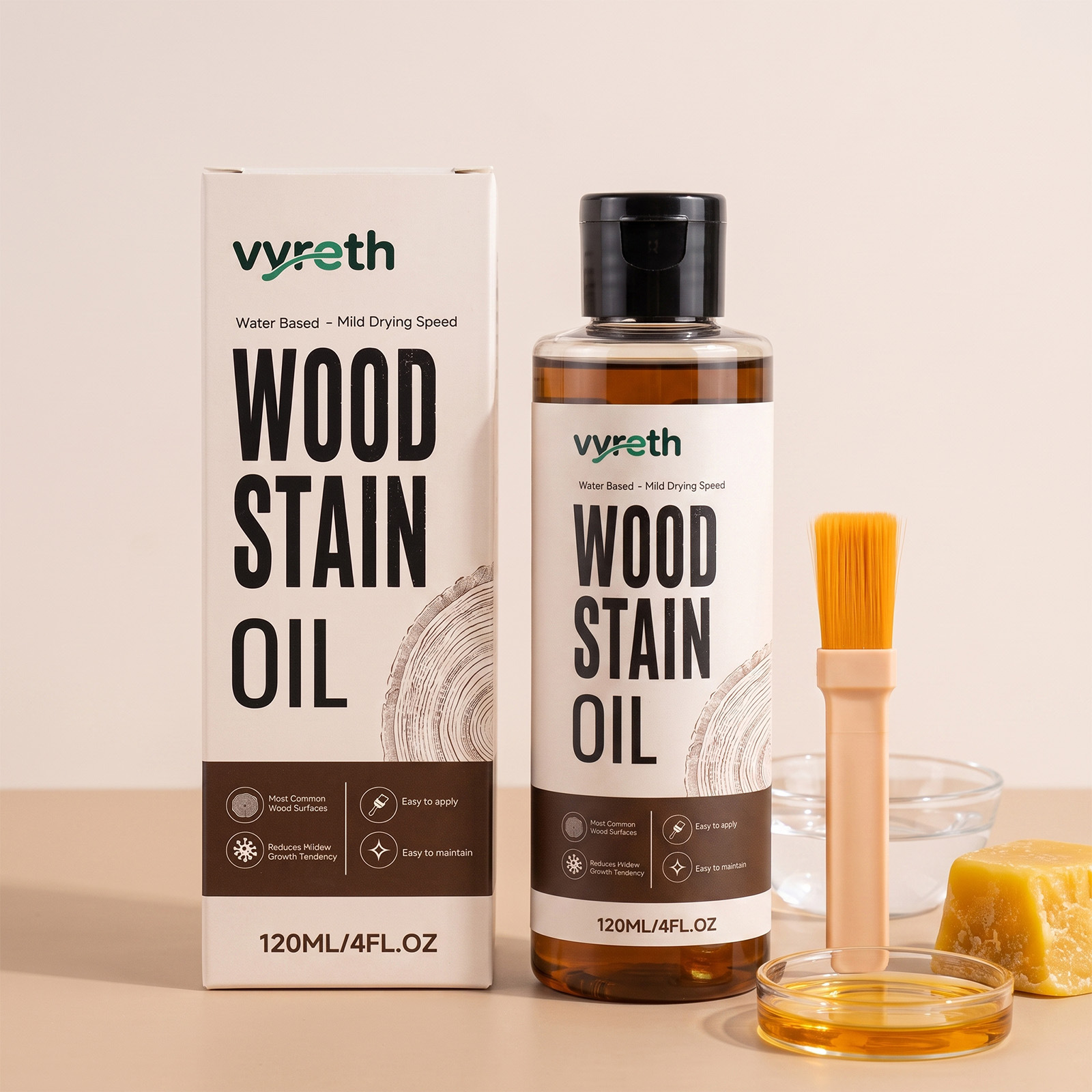 Wasserbasierte Holzbeize Für Den Heimgebrauch, Selbststreichend, Zum Ausbessern Von Massivholzböden, Türen Und Fenstern, Für Die Tägliche Renovierung Und Farbveränderung – 120 Ml Beize 1 + 1 Pinsel -