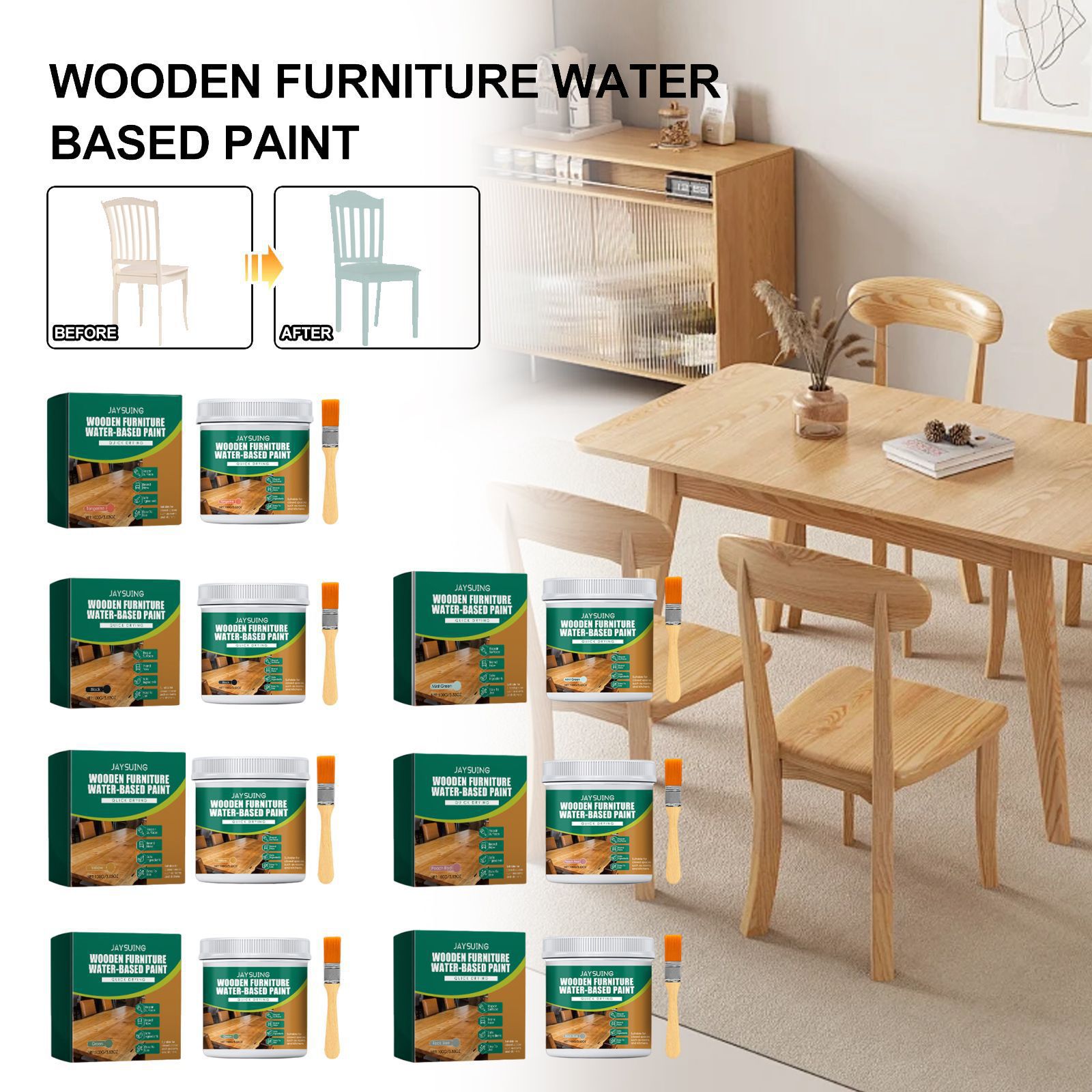 Wasserbasierte Holzfarbe In Goldbrauntönen Für Holzmöbel, Massivholzschränke, Holztüren, Farbwechsel-holzfarbe – Steinblau – 100 G + Pinsel -- Biemmedue