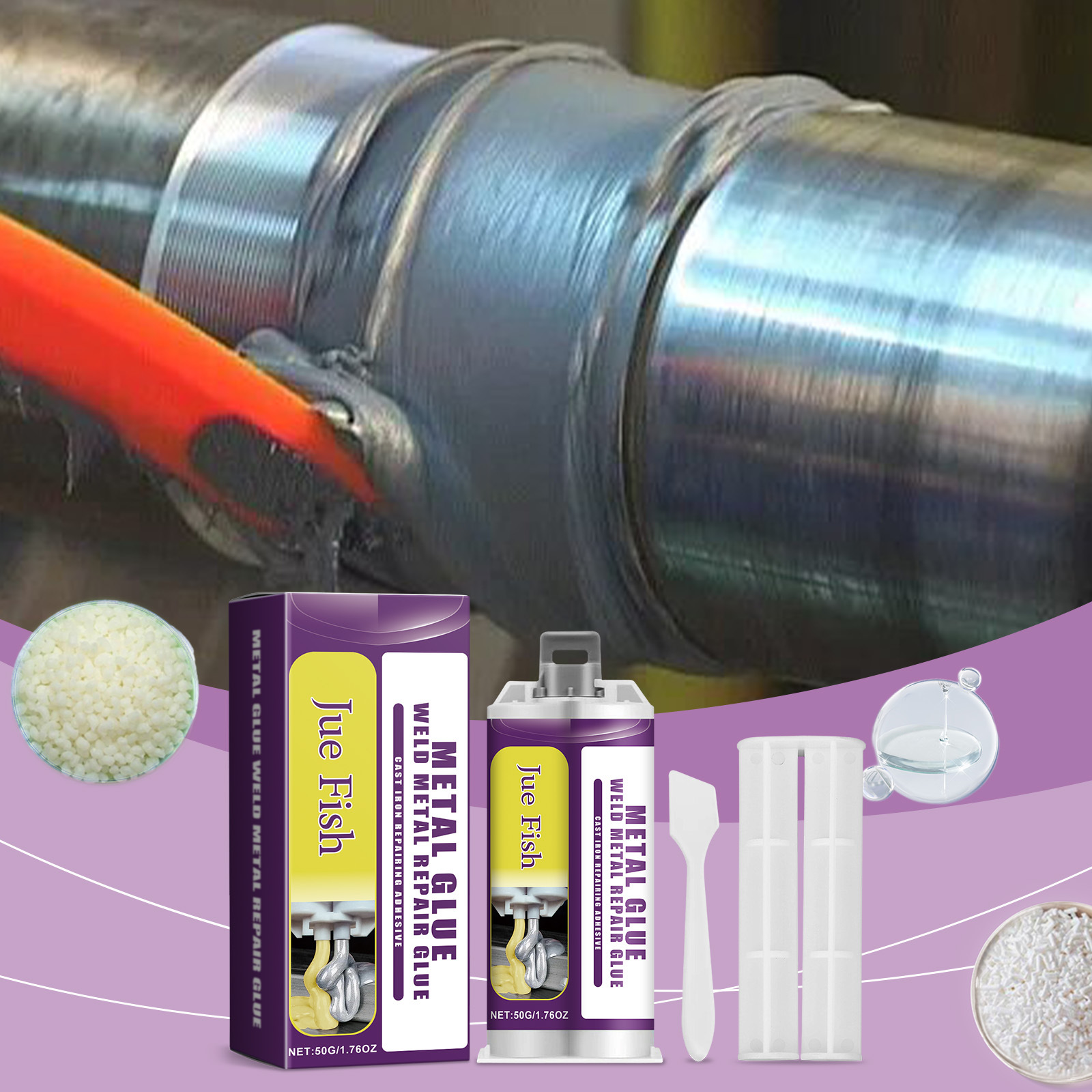 Wasserbeständiger Dichtstoff Für Metallverbindungen Sicherer Und Dauerhafter Metallkleber – Reparaturkleber 1 + Schaber 1 + Druckstange 1 -- Biemmedue
