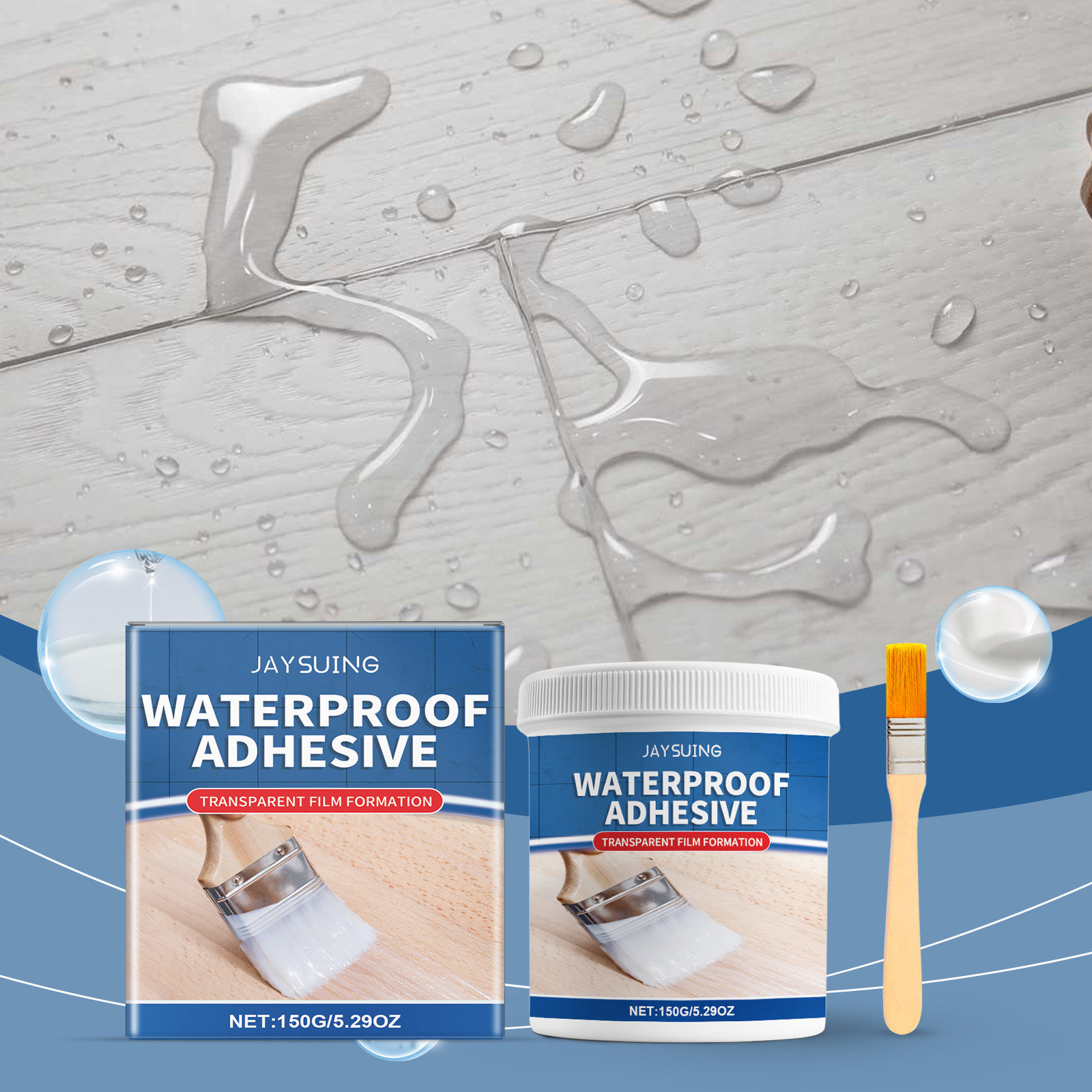 Wasserfester Klebstoff, Transparenter, Wasserfester Kleber Zur Reparatur Von Lecks In Außenwänden, Dächern Und Ziegeln – 150 G X 1 + Pinsel X 1 -- Biemmedue