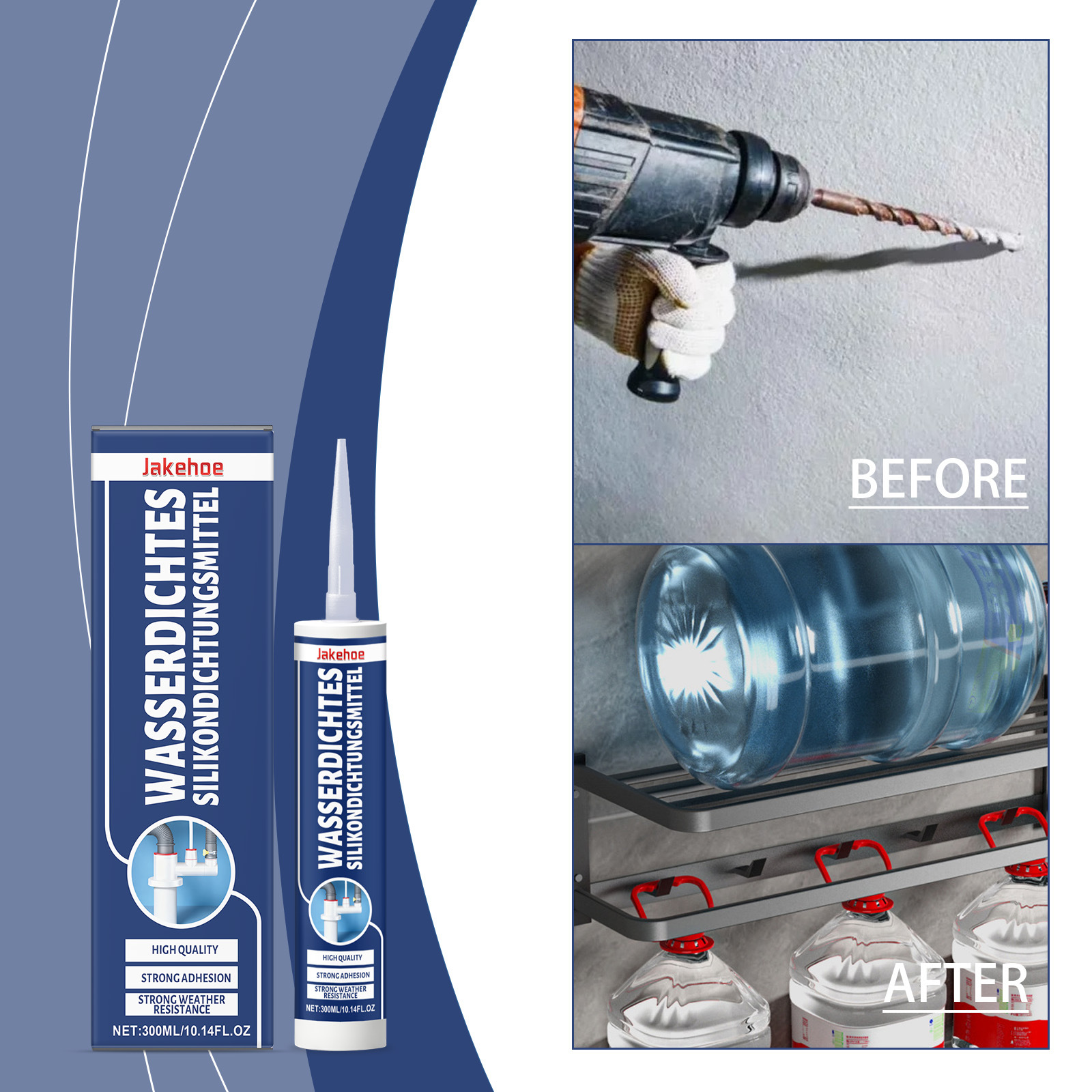 Wasserfester Silikondichtstoff Zum Verkleben Von Holz, Metall, Keramik Und Kunststoffen Kein Bohren Erforderlich, Schnelltrocknender Klebstoff 300 Ml -- Biemmedue