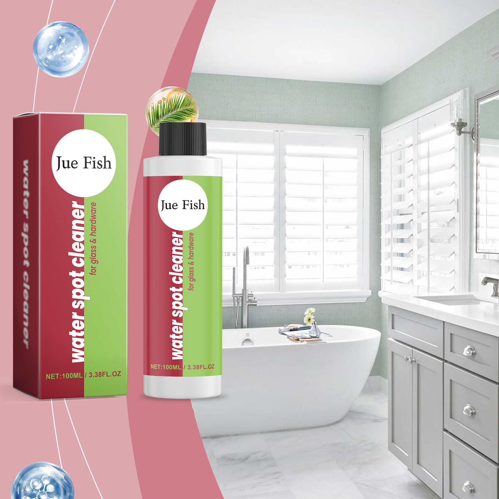 Wasserfleckenentferner Für Badezimmer, Reiniger Für Badezimmerglastüren, Badewannenfliesen Und Kalkablagerungen – 100 Ml -- Biemmedue