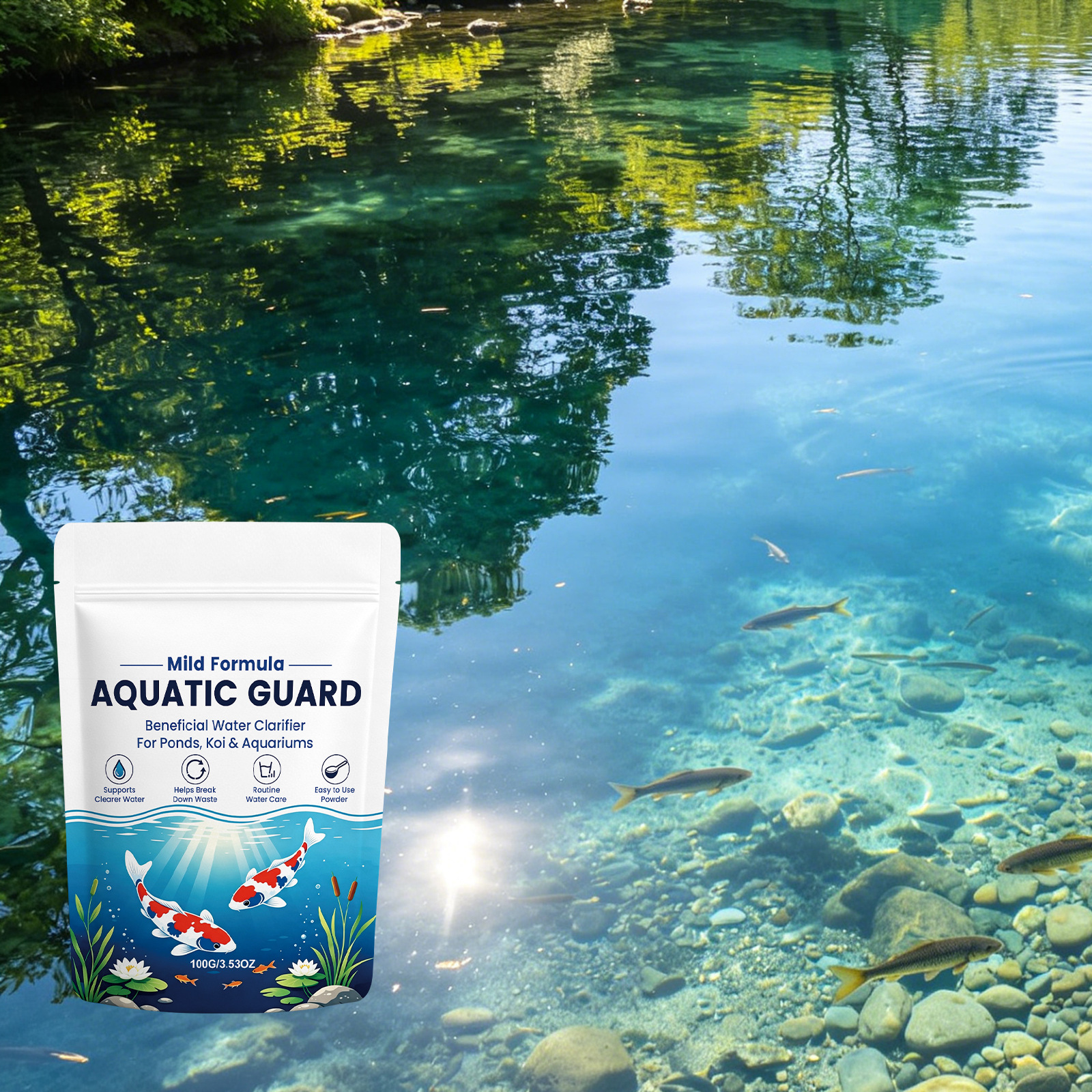 Wasserklärpulver, Leicht Löslich, Reinigt Wasser Und Hinterlässt Es Klar Und Angenehm Die Formel Beeinträchtigt Die Wasserqualität Nicht Und Eignet Sich Für Schwimmbäder, Aquarien, Teiche Und Die Gart