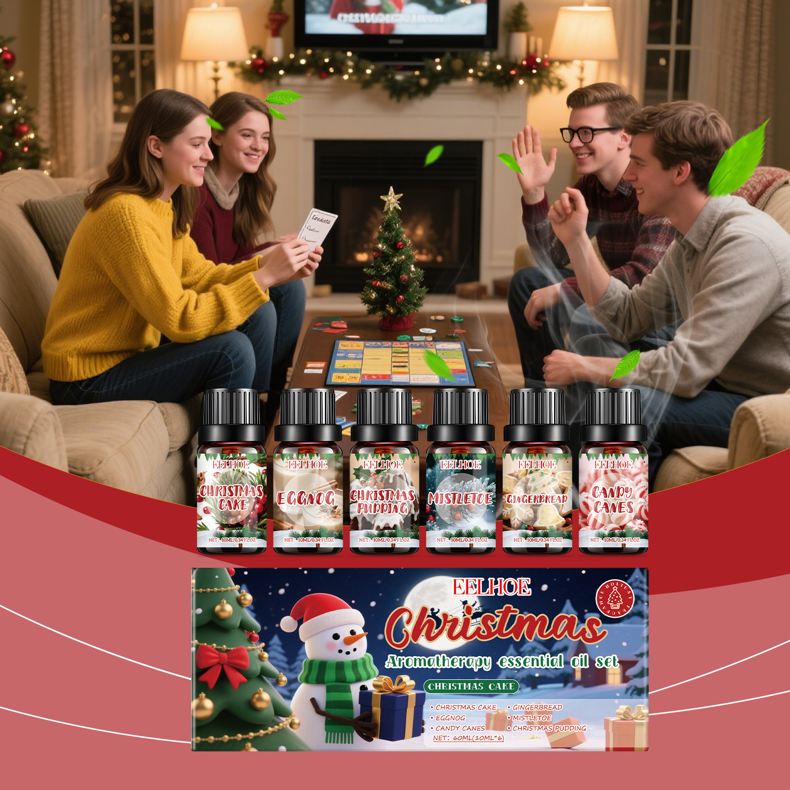 Weihnachtliches Aromatherapie-set Mit Ätherischen Ölen – Für Eine Warme Und Gemütliche Atmosphäre Zu Hause, Einen Frischen Und Langanhaltenden Duft, Sanftes Aromatherapie-öl-set – 60 Ml (10 Ml X 6) --