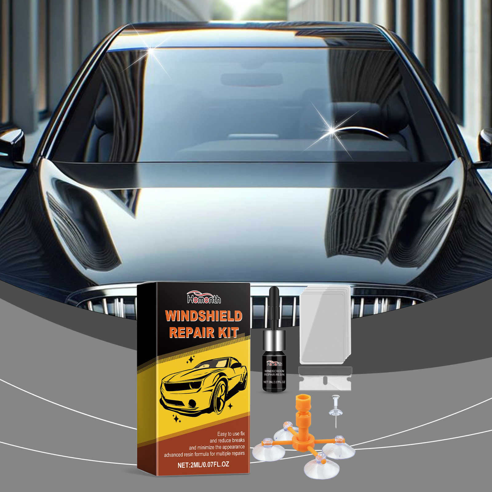 Windschutzscheiben-reparaturset Für Autos – 2 Ml1, Halter1, Klinge1, Härter5, Nadel1 -- Dtekgaz