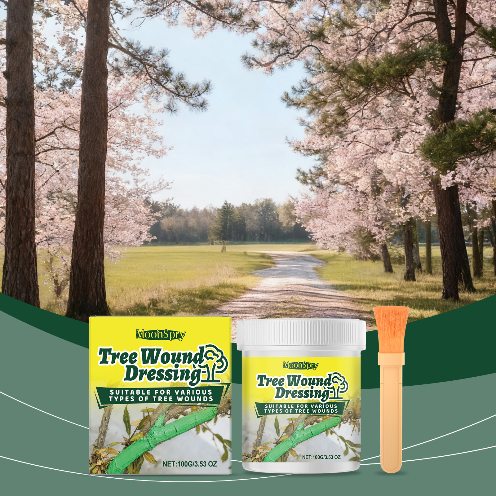 Wundheilmittel Für Bäume, Geeignet Für Obstgärten Und Gärten, Milde Formel, Täglicher Insektenschutz, Regenfest – 100 G × 1, Pinsel × 1 -- Biemmedue