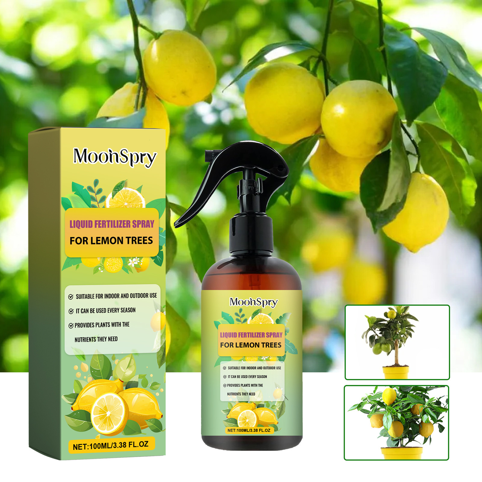 Zitronenbaum-düngespray – Konzentriertes Nährstoffspray Für Zitronenbäume, Fördert Wurzelwachstum Und Blattgrünung – 100 Ml -- Biemmedue