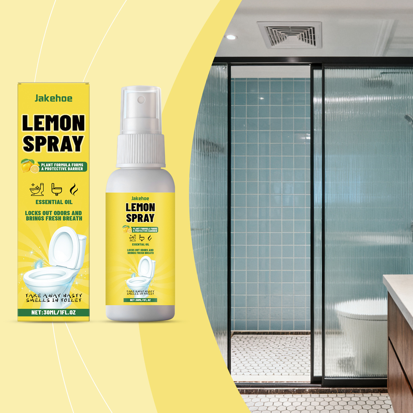 Zitronenduftendes Wc-deospray, Hinterlässt Einen Frischen Duft, Entfernt Kalk Und Sorgt Für Hygiene Im Badezimmer – 30 Ml -- Biemmedue