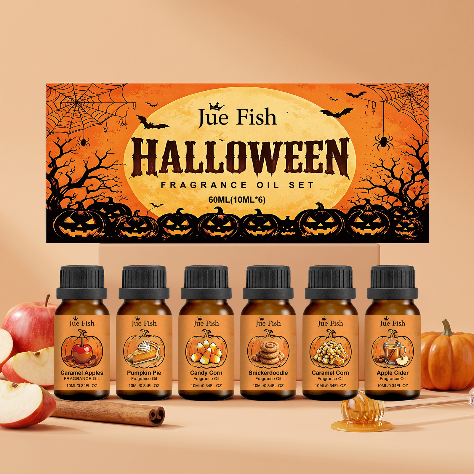 Ätherisches Duftöl-set Für Halloween – Erfrischt Die Raumluft, Langanhaltender Duft, Perfekt Für Partys Und Feiertage (60 Ml X 10 Ml X 6) -- Biemmedue