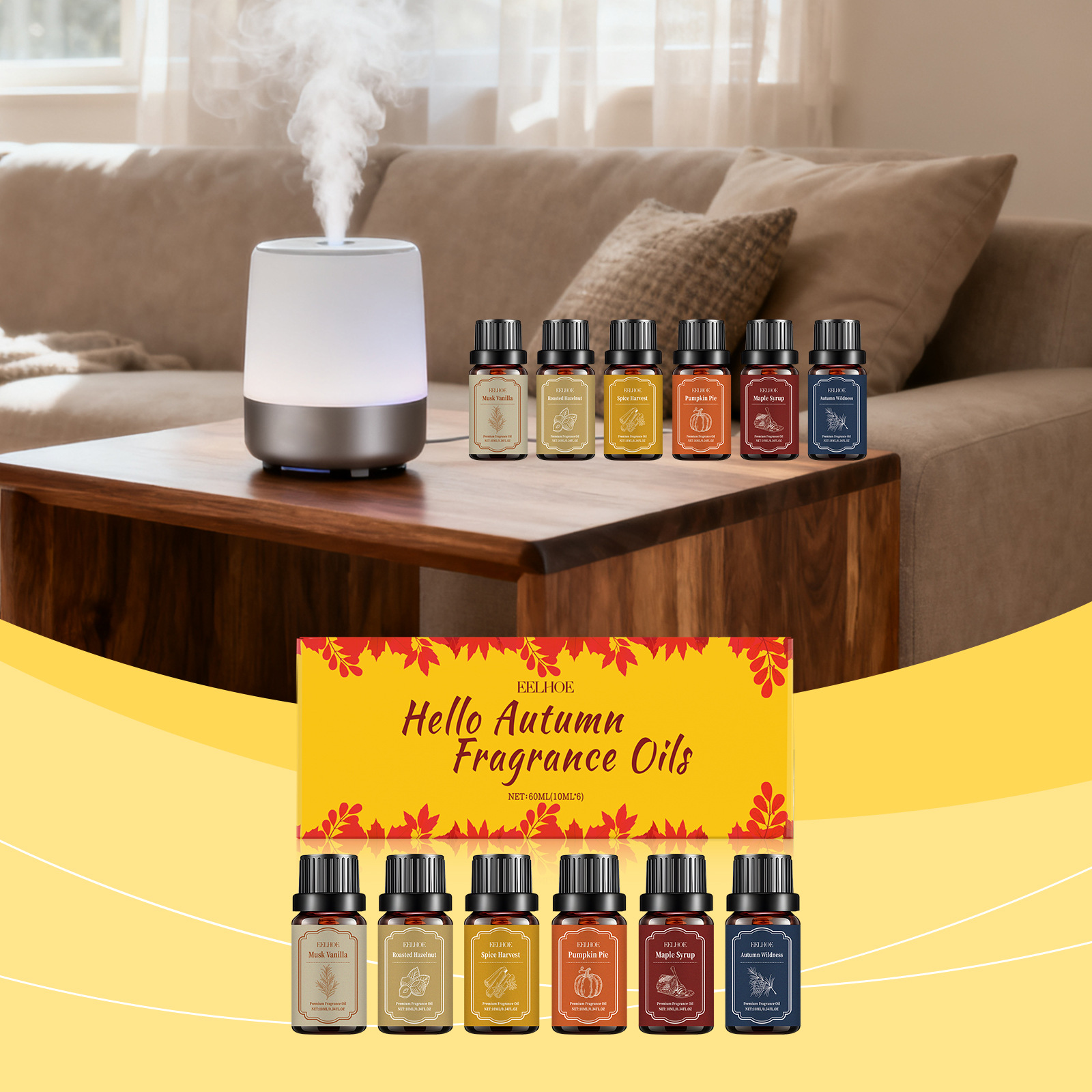 Ätherisches Öl-set Für Den Herbst: Verströmt Einen Warmen Duft Und Schafft Eine Behagliche Atmosphäre. Ätherisches Öl-set – 60 Ml (6 X 10 Ml) -- Biemmedue