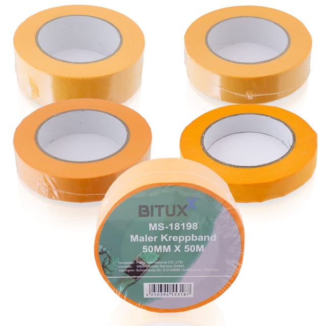 Bituxx - 5x 50M Profi Maler Kreppband Goldband Abdeckband Klebeband je 19/25/30/38/50 mm