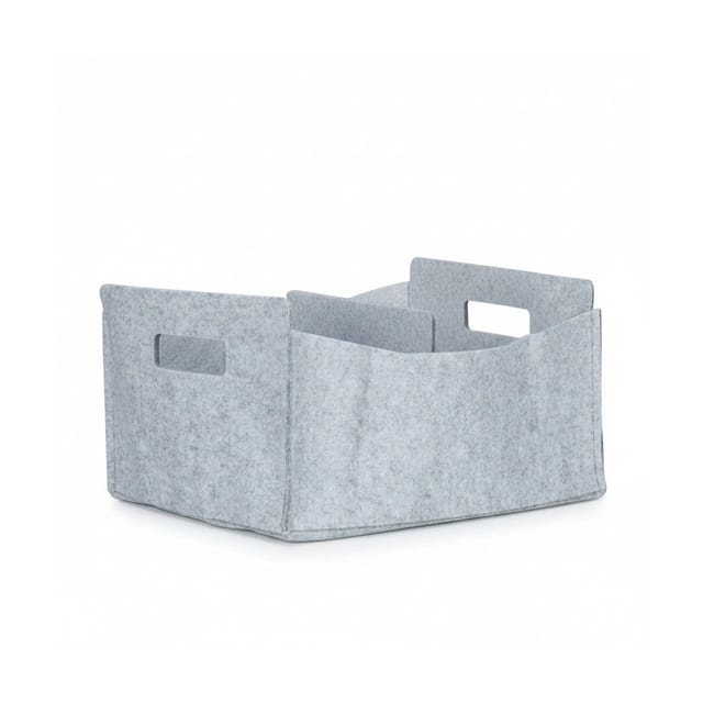 Relaxdays - Zeitungskorb aus Filz, h x b x t: 22 x 32 x 29 cm, 2 Fächer, mit Griff, faltbarer Zeitungsständer, grau