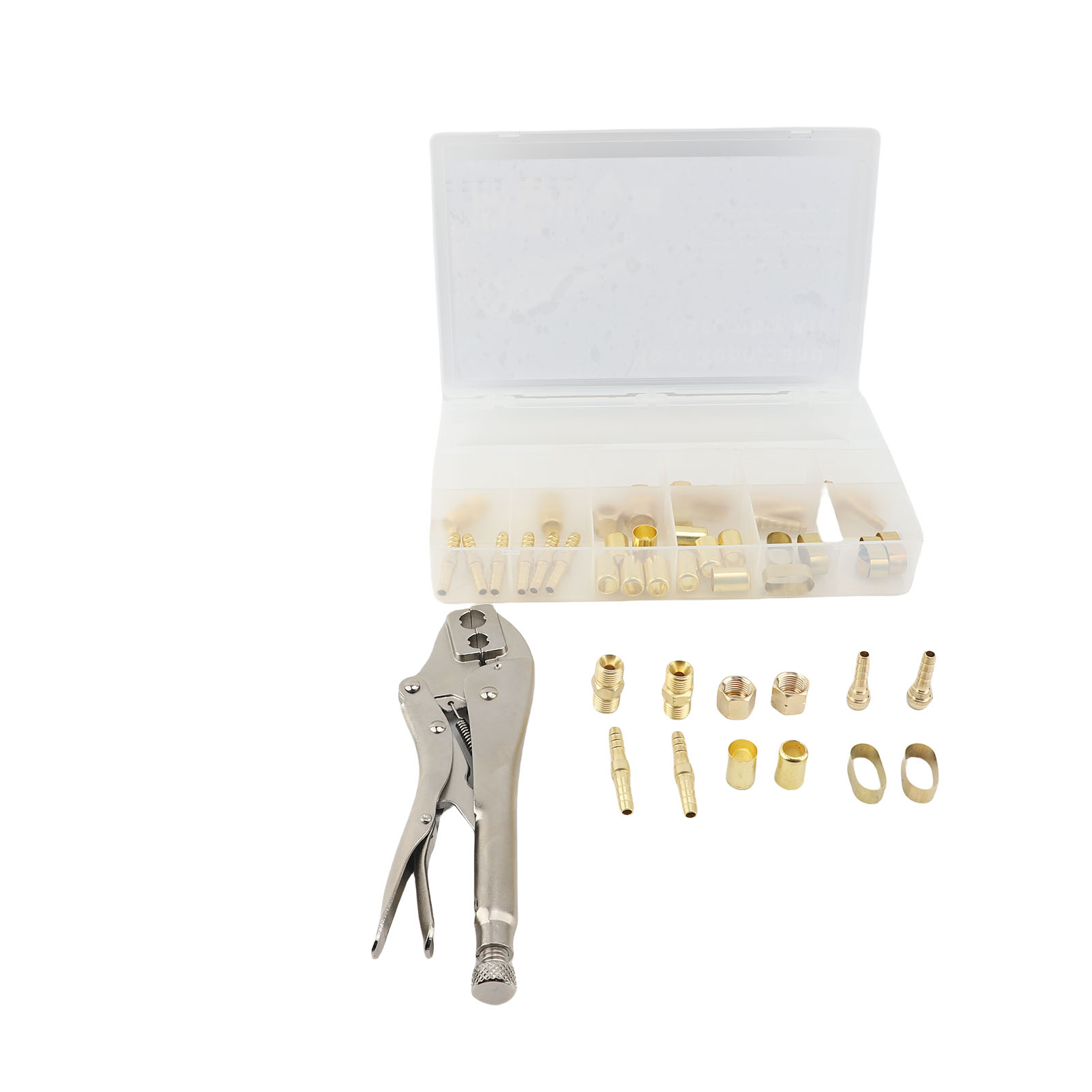 49-teiliges Rohrreparatur-set, 3/16-1/4 Zoll Innendurchmesser, Luftschlauchteil, Schweißinstallation, Messingmutter Größe B, Schlauchtüllen Mit Aufbewahrungsbox Für Crimpverbinder.
