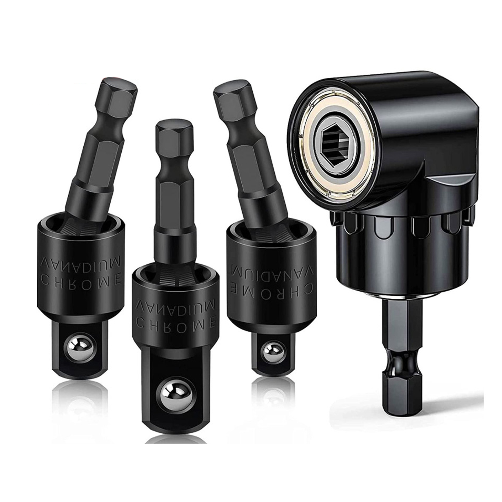 3-teiliges Set Aus 1/4" 3/8" 1/2" 360° Drehbaren Steckschlüssel-adaptern, Verlängerungen, Universalgelenken, Schwenksteckschlüsseln Und Elektrischen Bohrmaschinen, Gebogenen Schraubendrehern, Handwerk
