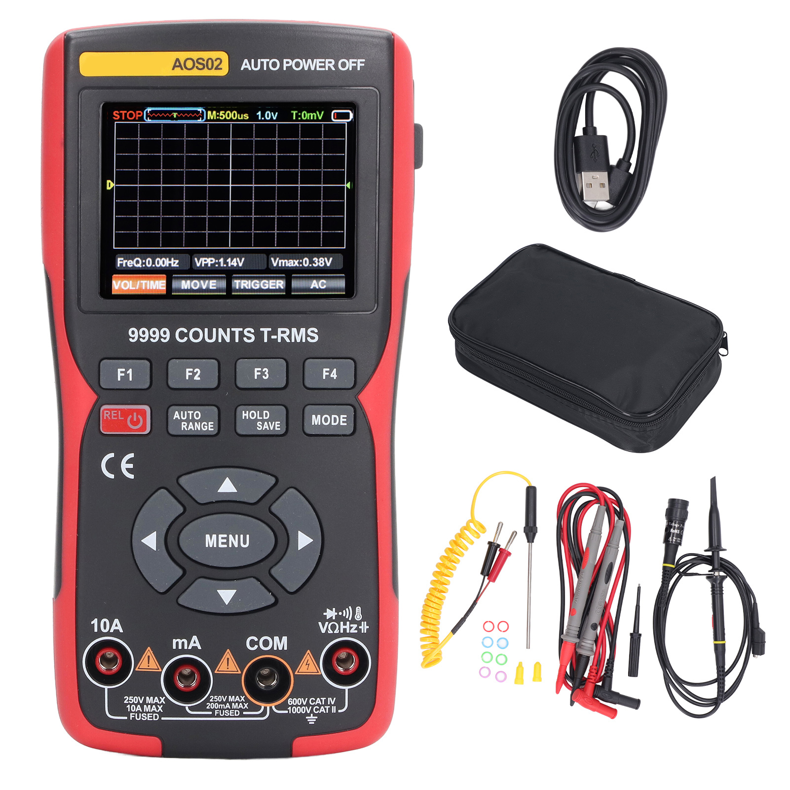 2-in-1 Oszilloskop-multimeter, Tragbarer Digitaler Elektrischer Tester Mit Doppelsicherung.