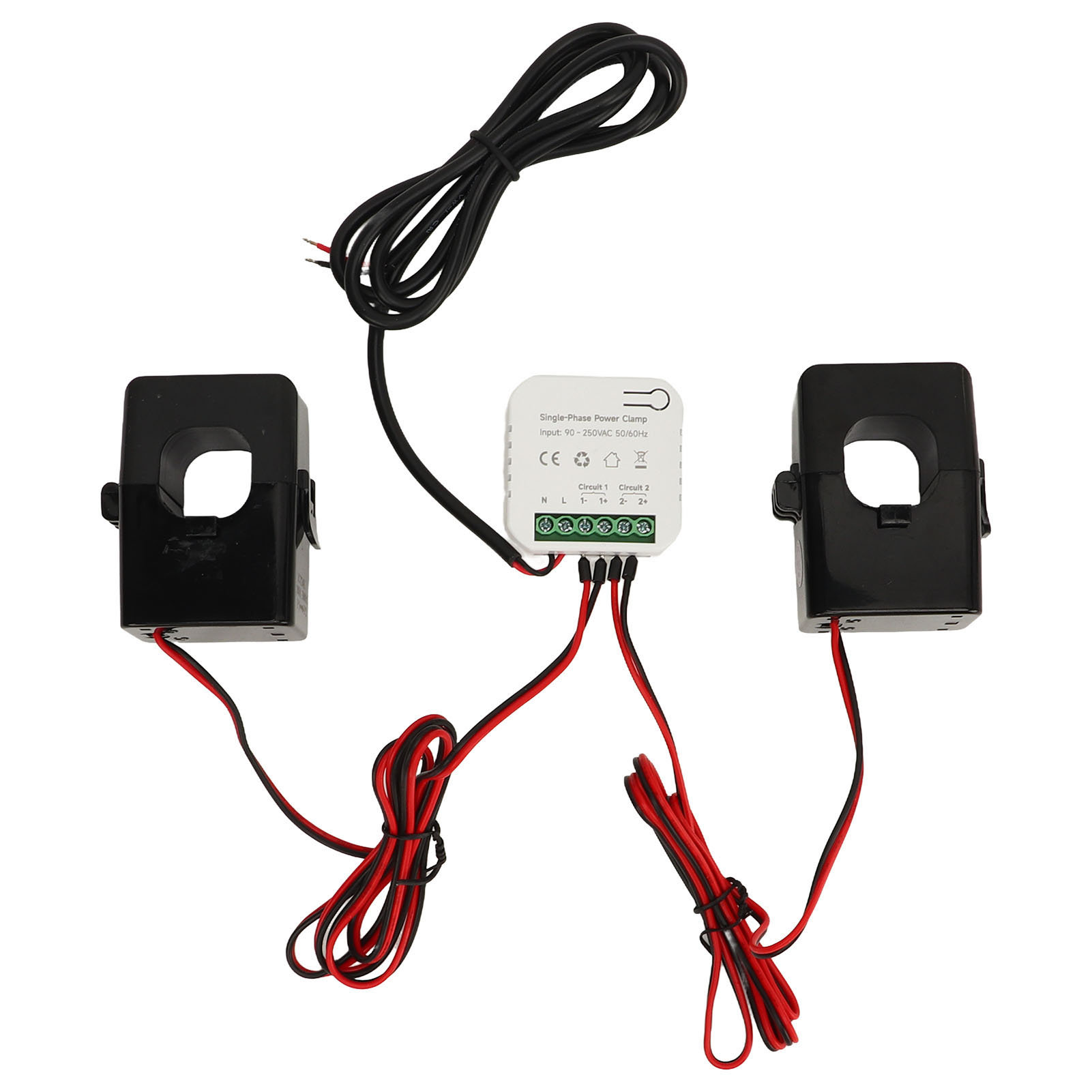 Intelligenter Wifi-energiemonitor, Einphasige Stromzange, Stromzähler Mit 2 Stromwandlern 200act 90-250vac.