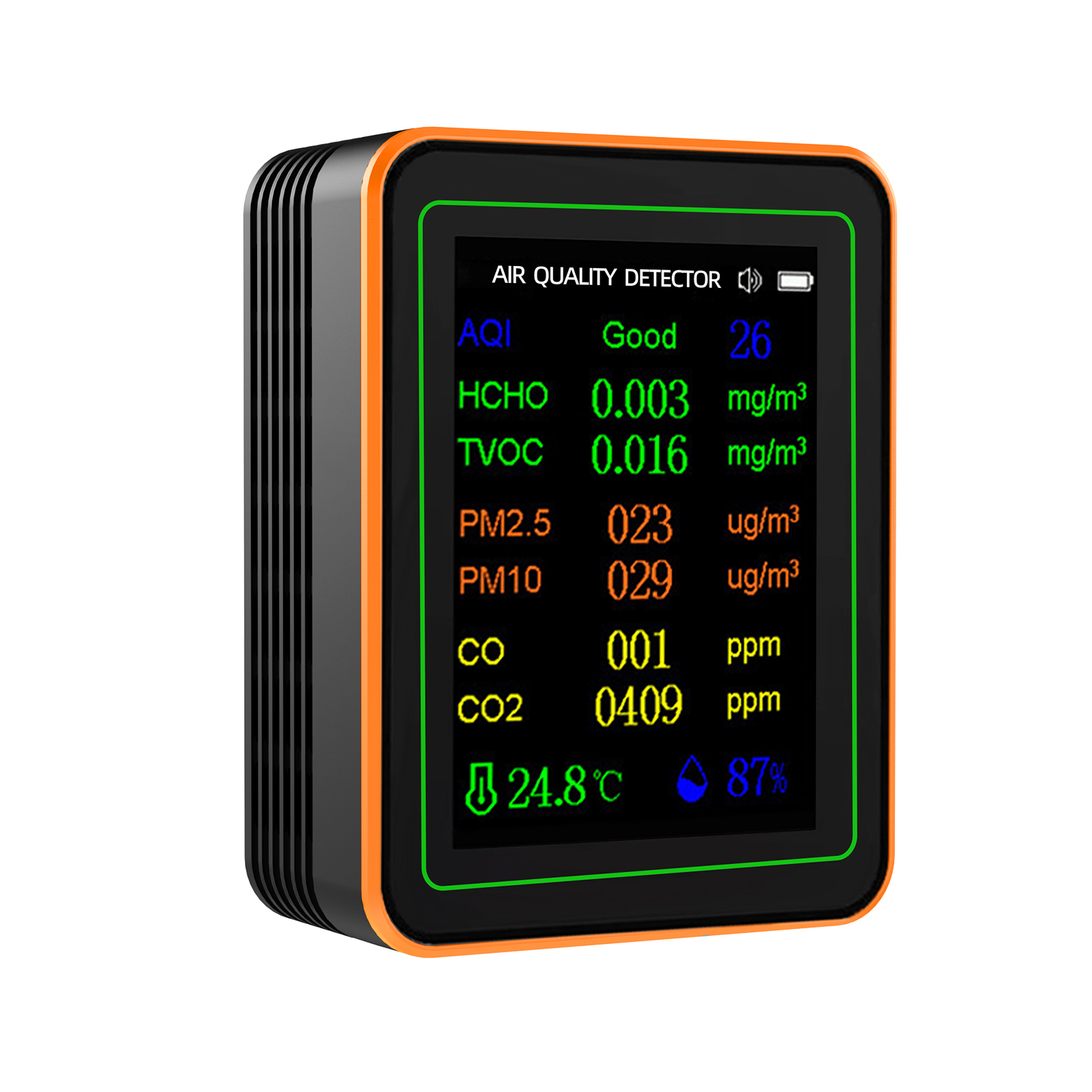 10-in-1 Luftqualitätsmonitor Pm2.5 Pm10 Co Co2 Tvoc Hcho Aqi Temperatur-, Feuchtigkeits- Und Kurvenanzeigetester Mit 2,8-zoll-tft-farbbildschirm Kohlendioxiddetektor.