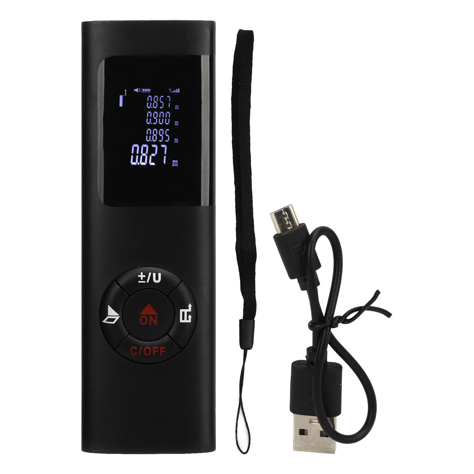 Wiederaufladbarer Elektronischer Entfernungsmesser Über Usb, Hochpräzises Digitales Distanzmessgerät, Eingebauter Akku, Schwarz.
