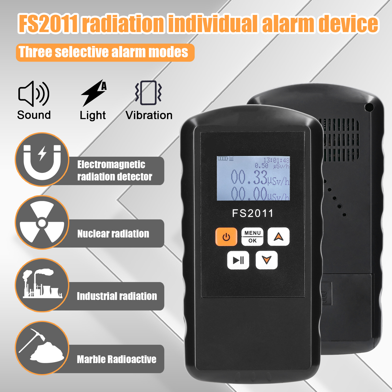 Tragbarer 2-in-1-detektor Für Elektromagnetische Kernstrahlung, Heimlabor, Krankenhaus, Multifunktionaler Radiologischer Geigerzähler Aus Marmor, Großes Digitaldisplay Mit Dosisalarmfunktion.