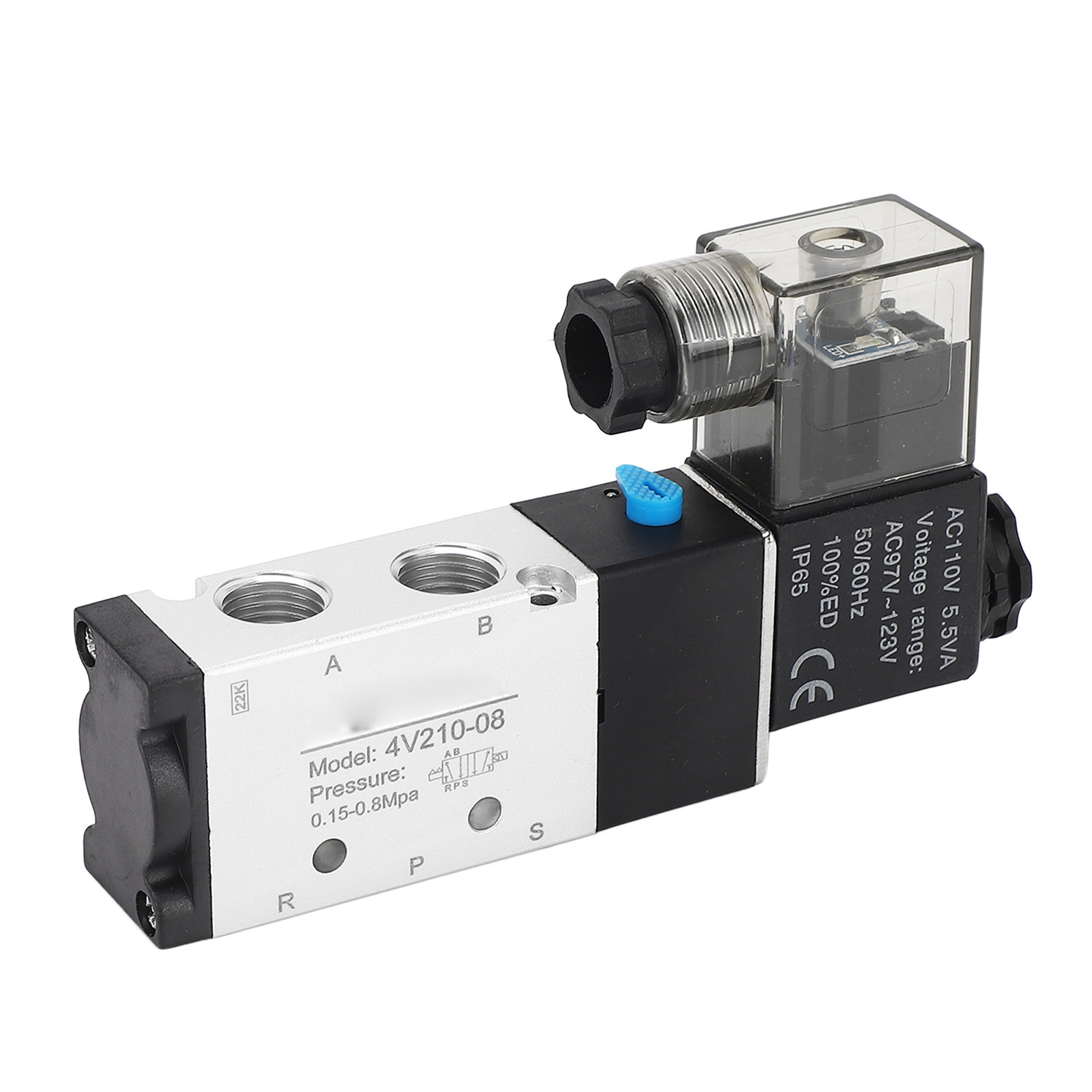 4v210-08 Elektrisches Magnetventil, 2 Positionen, 5 Wege, Zylindersteuerung, Pneumatische Luftumkehr, Ac110v.