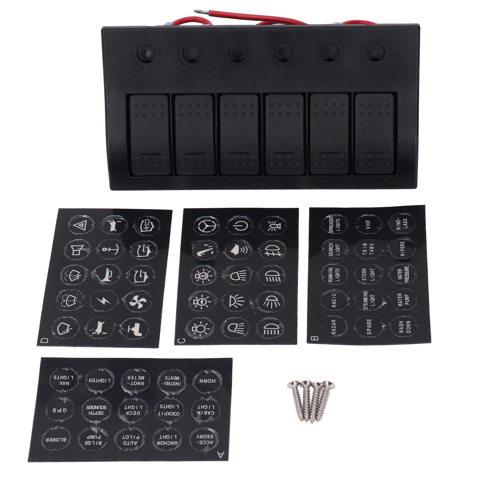 12v 24v Led-wippschalterfeld, 3 X 10a 15a, 6-fach Mit Überlastschutz, Für Boote, Yachten, Wohnmobile, Busse.