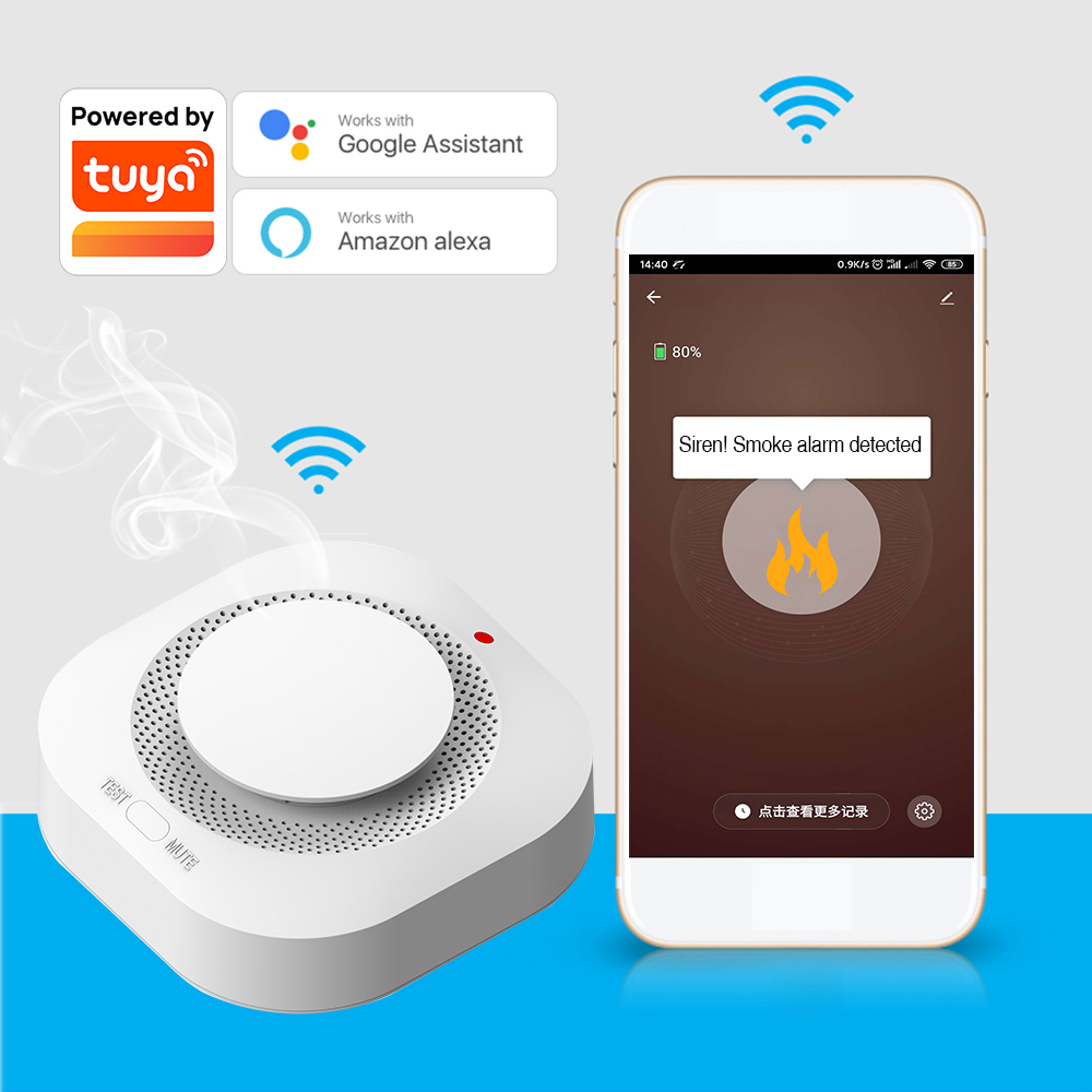 Tuya Wifi Smart-rauchmelder Für Zuhause, Feuermelder Mit Smartphone-app Und Echtzeit-benachrichtigung, Kompatibel Mit Alexa Für Küche, Schlafzimmer, Lager Und Büro.