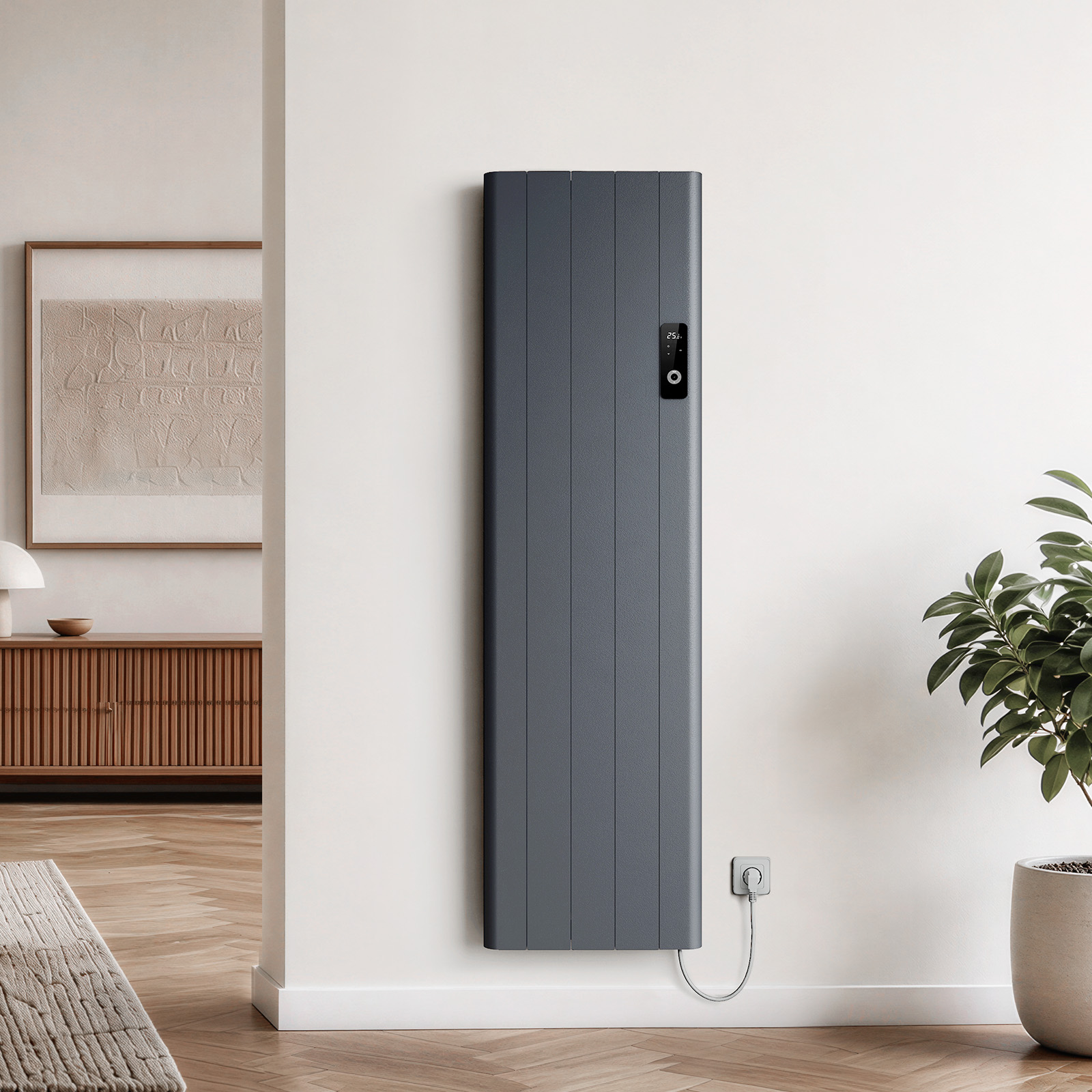 Emke Wand-konvektor Aluminium 1500 W 1600×454 Mm Anthrazit Elektroheizung Mit Wlan Und Lcd-touchscreen