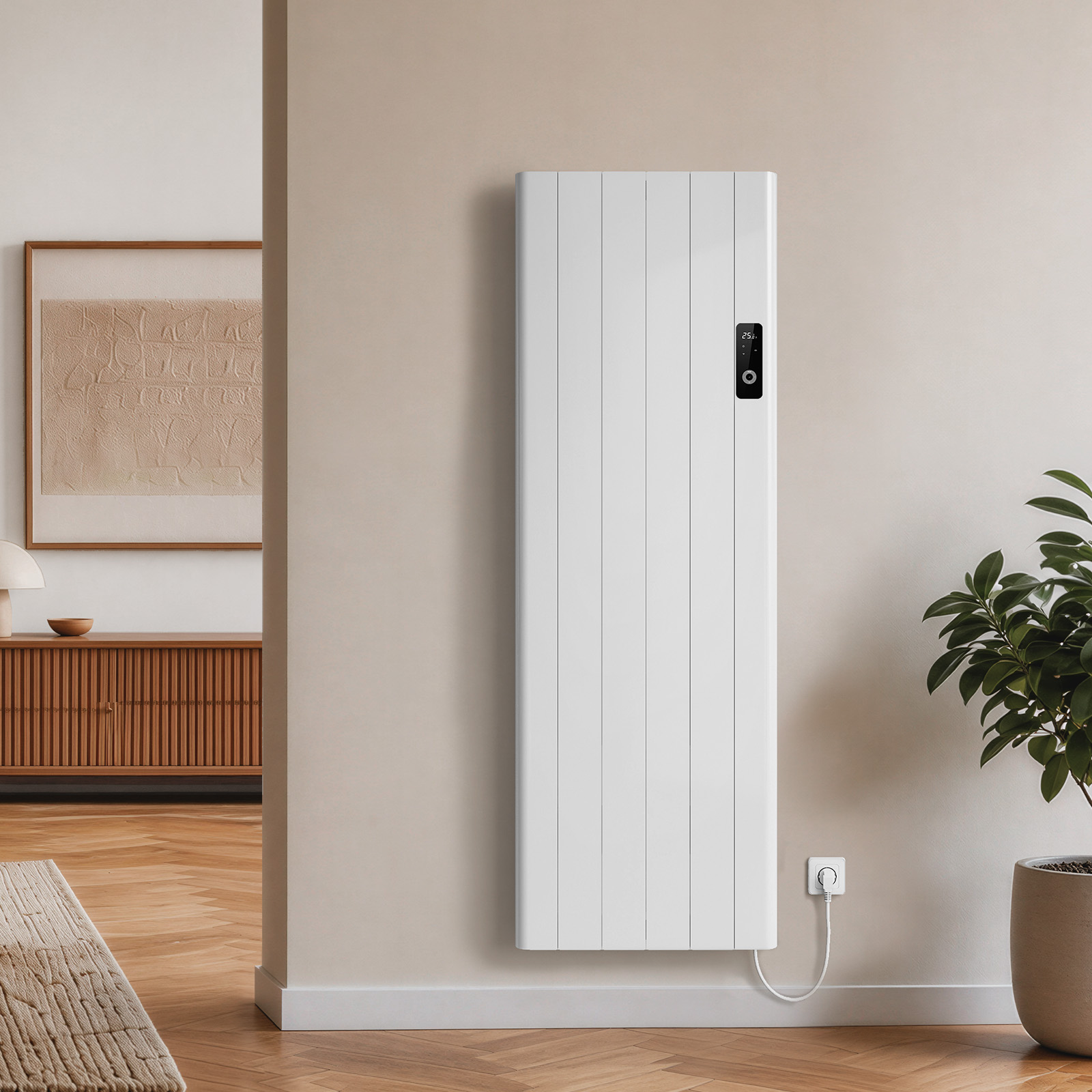 Emke Wand-konvektor Aluminium 1500 W 1600×545 Mm Weiß Elektroheizung Mit Wlan Und Lcd-touchscreen