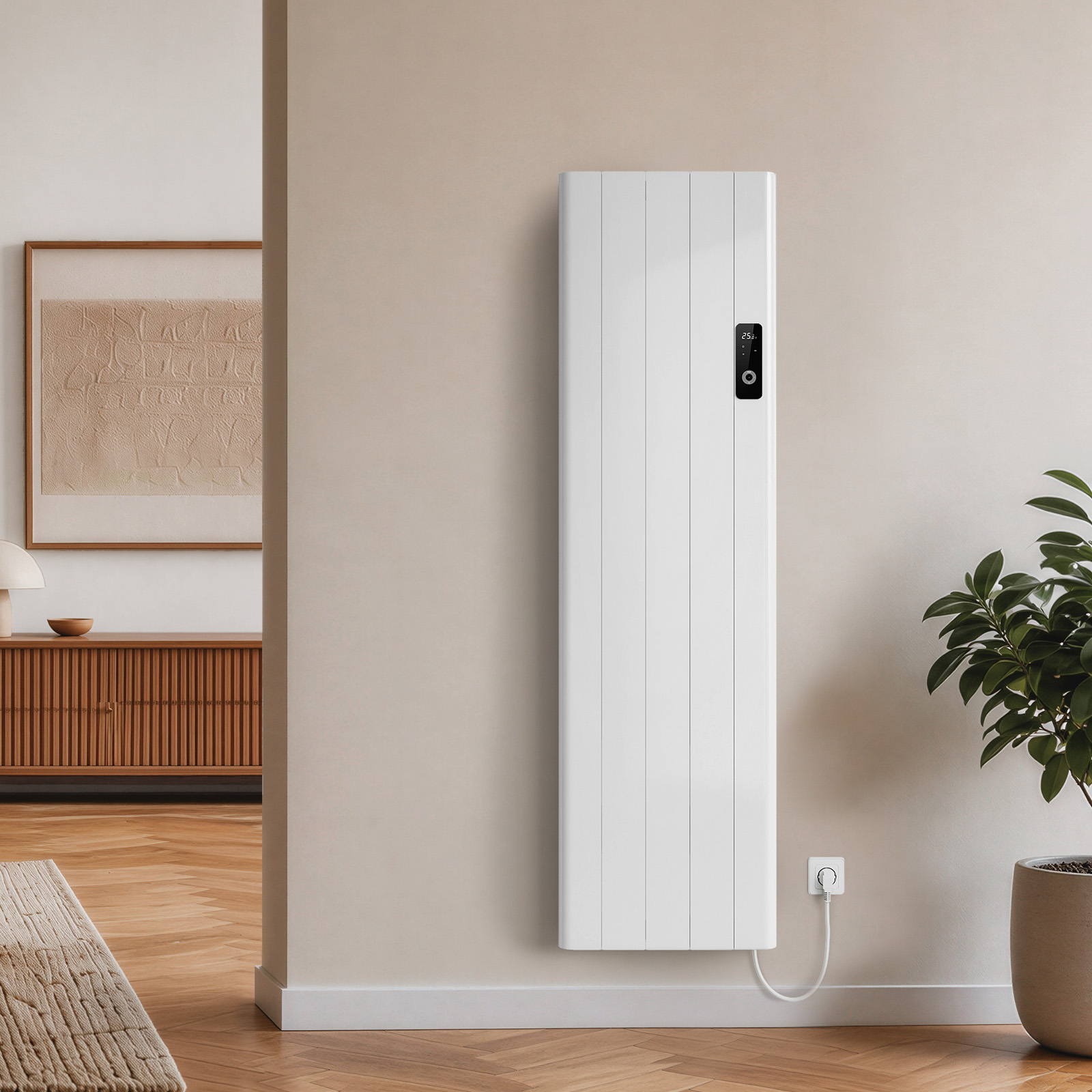 Emke Wand-konvektor Aluminium 1500 W 1600×454 Mm Weiß Elektroheizung Mit Wlan Und Lcd-touchscreen