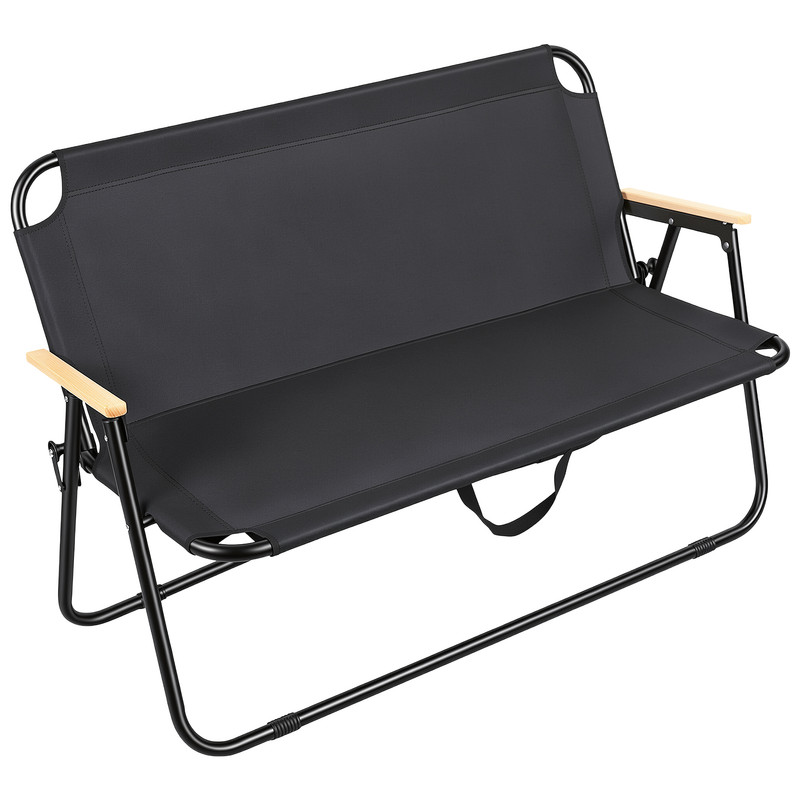 Klappbare Gartenbank 2 Sitze – Tragfähigkeit 226 Kg – Leicht Zu Tragen – 600d Oxford-gewebe – 110 X 44 X 71 Cm – Schwarz – Flasidu – Geeignet Für Partys Im Freien, Grillen Und Camping