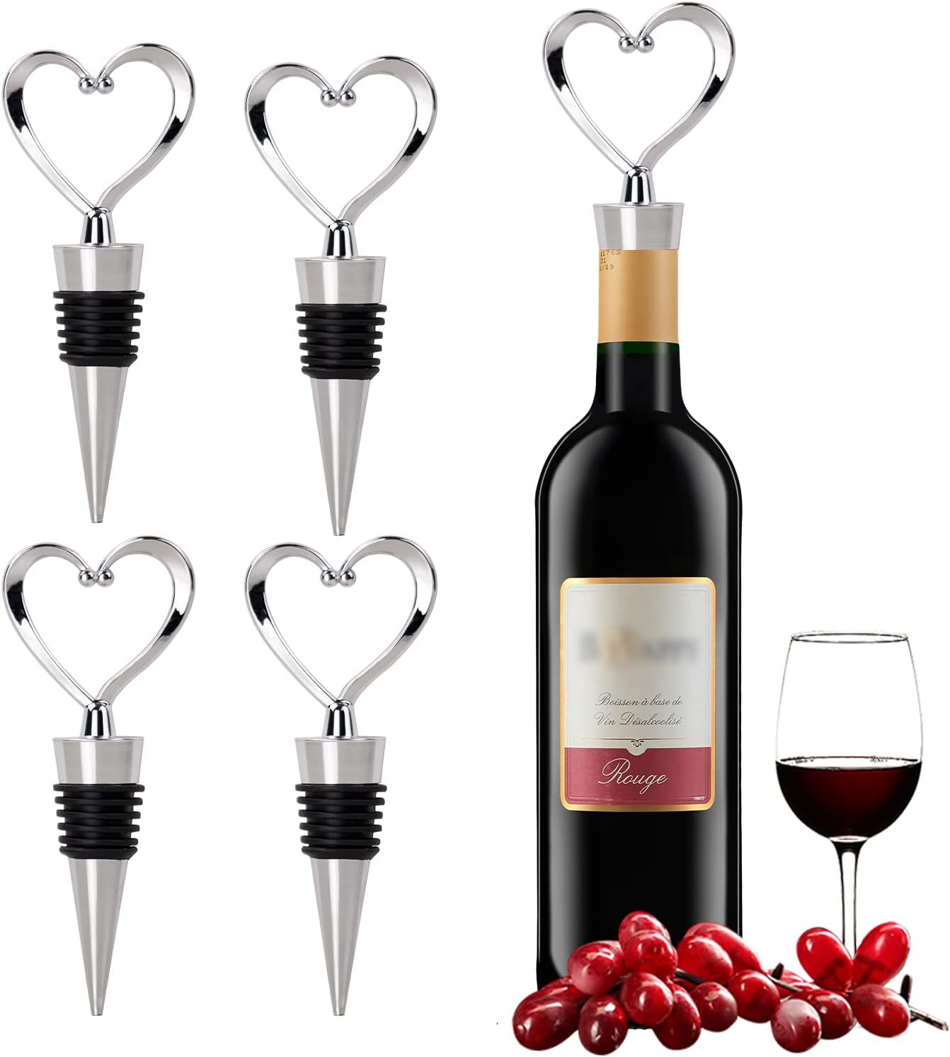 Herzförmige Flaschenverschlüsse Aus Kunststoff (5er-packung), Geeignet Für Wein-, Champagner- Und Bierflaschen.