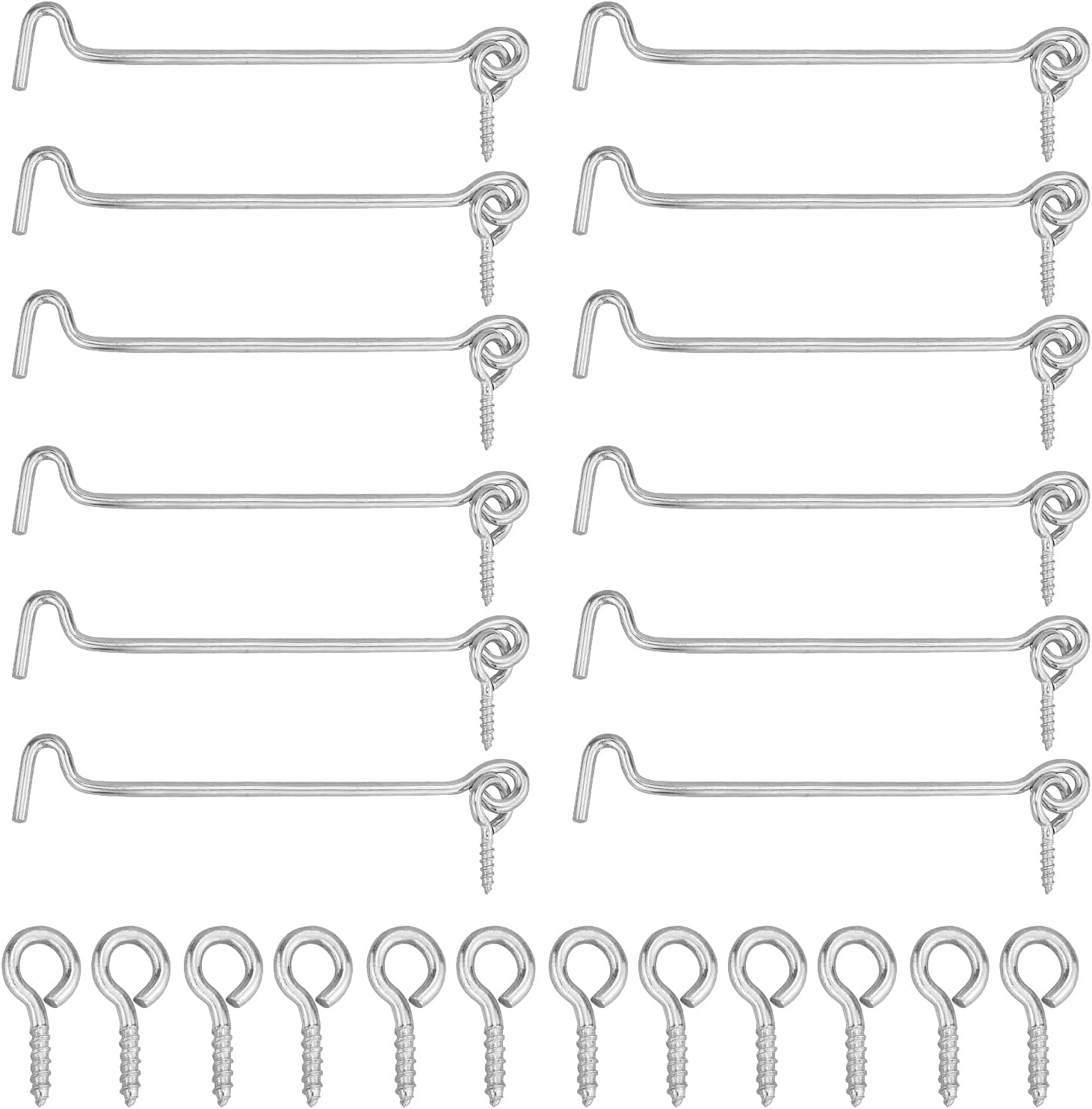 Set Aus 12 Fensterhaken, Windfesten Edelstahlhaken (zum Sichern Offener Fenster), Tür- Und Fensterhakenstiften (mit Schrauben, 10 Cm).