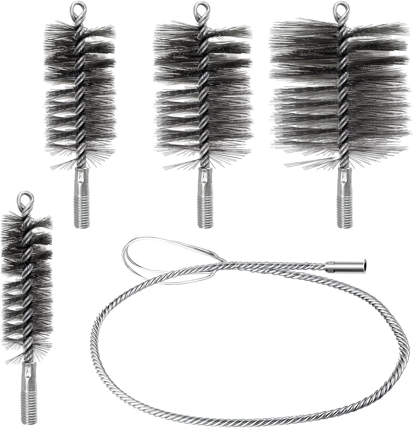 5 Stück Ofenrohrbürste Set, Rohrreinigungsbürste, Schornsteinfeger Bürste, Kaminbesen, Schornsteinbesen, Heizkesselbürste, Kaminbürste, Enthält Bürsten In Den Größen 30mm, 50mm, 80mm Und 150mm