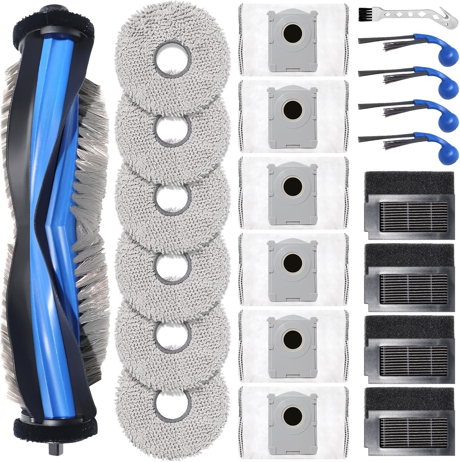 Ersatzteil Zubehör Für Ecovacs Deebot T30c Omni, T30c Omni Gen2,t50 Pro Omni Gen3,t30e Omni Staubsauger Roboter, 1 Hauptbürste,6 Wischtücher,6 Staubbeutel,4 Filter,4 Seitenbürsten