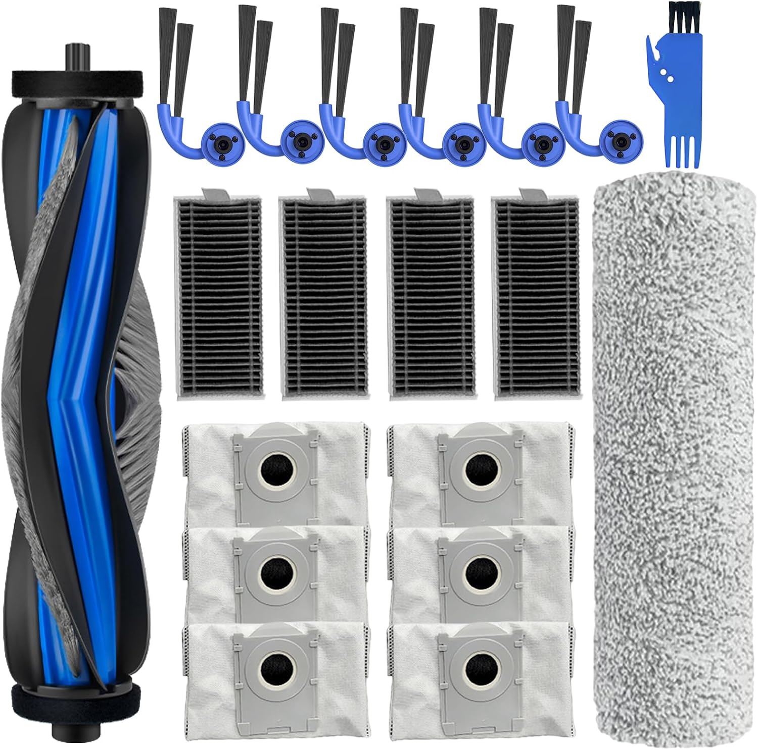 19-teiliges Zubehör-set Für Ecovacs Deebot X9 Pro Omni / X9 Pro Roboter-staubsauger, Ersatzteile, 1 Hauptbürste, 1 Wischrolle, 6 Staubbeutel, 4 Filter, 6 Seitenbürsten