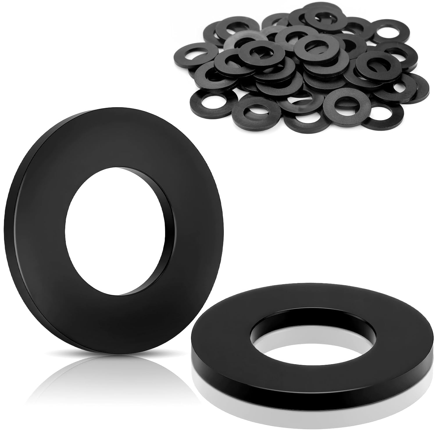 50 Stk Unterlegscheiben Kunststoff M6x18 Mm Nylon Unterlegscheiben Kunststoffscheibe Schwarz, Gummi Beilagscheiben M6, Dicke 1.5mm, Plastik Distanzscheiben Für Lagersitze, Getriebe, Möbel
