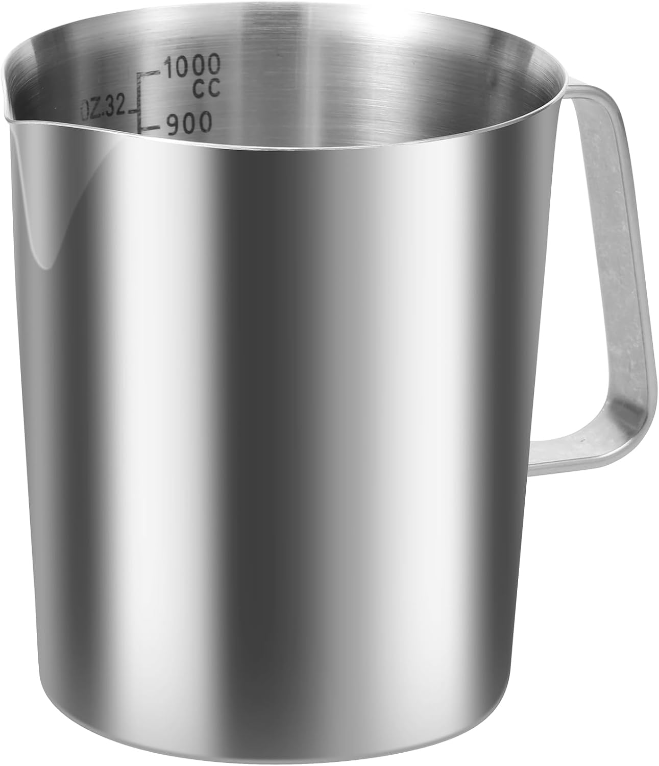 Messbecher Edelstahl 1l Mit Feinskala Bpa Frei 12cm, Messbecher Edelstahl Tropfschutz Robust Für Zuhause Küche Restaurant Bar Teeladen Café Treffpunkt (1000ml)