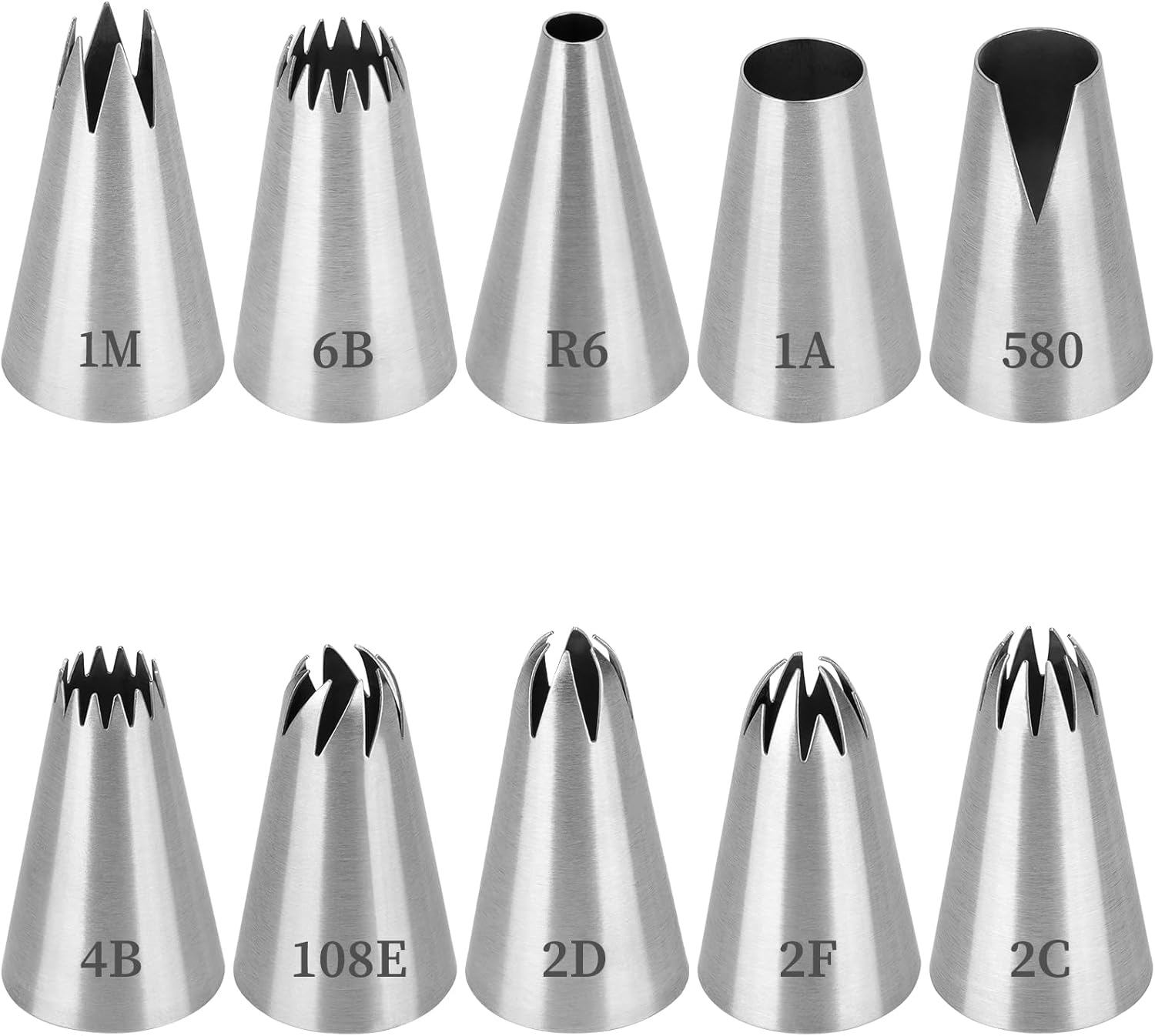 10er Set Profi Spritztüllen Große, Wiederverwendbar Tüllen Für Spritzbeutel, Spritztüllen Set Groß, 10 Edelstahl Tüllen Set Für Kuchen, Torten, Keksen-dekoration