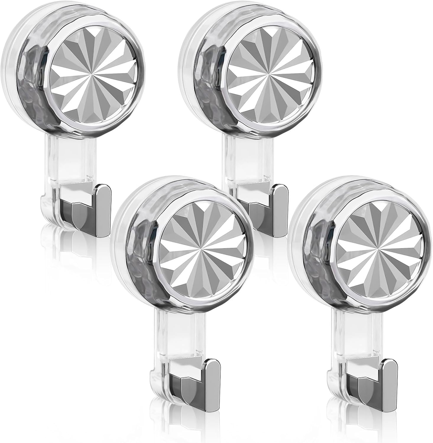 4-pack Saughaken Extra Stark,saugnapf Haken Stark,saugnapfhaken Ohne Bohren Silber Saugnäpfe Mit Haken,max 5kg,wiederverwendbar Saugnapfhaken, Saugknöpfe Haken Für Badezimmer,küche, Glas, Fenster