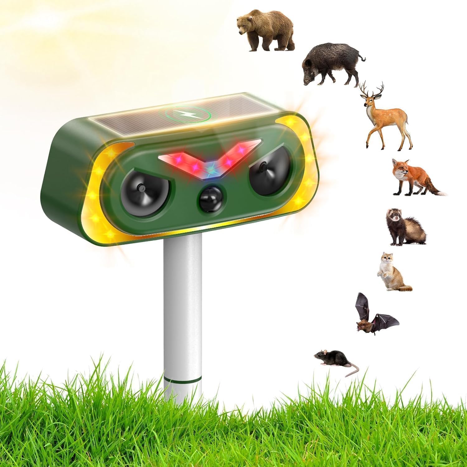 Katzenschreck Ultraschall Dualer Solar Eule, 2 Modus Tiervertreiber, Ip68 Marderschreck Mit Led Bewegungsmelder Zur Abwehr Von Katzen, Mardern Und Hunden Vertreiben Garten, 1 Stück