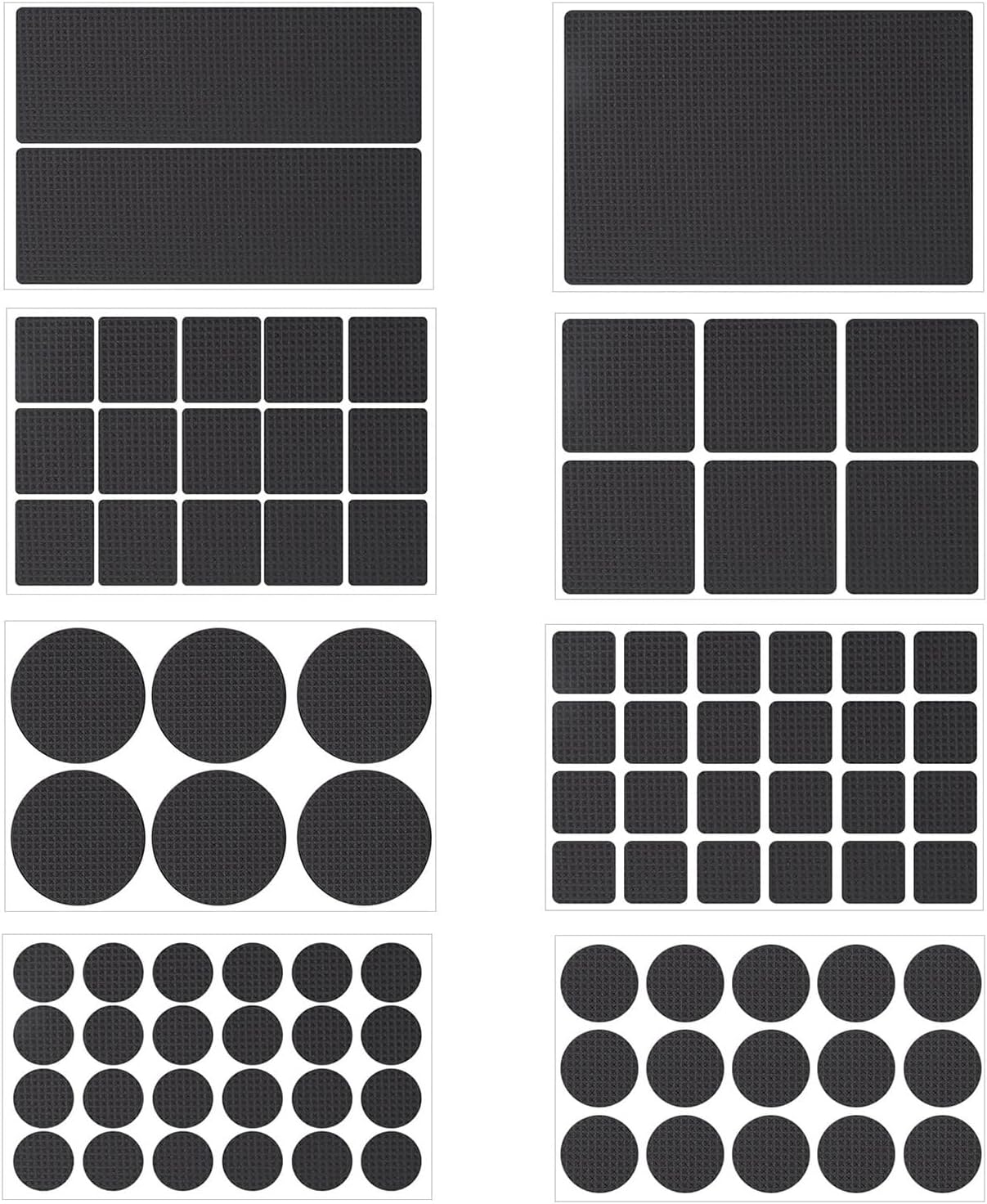Antirutsch Pads Selbstklebend [93 Stück], Anti-rutsch-gummimatte Für Stühle Für Möbelfüße Stuhlbein Tische Sofas, Runde Rechteckige Möbel Rutschhemmer Aus Epdm Zellkautschuk 5mm Dicke, 8 Größen