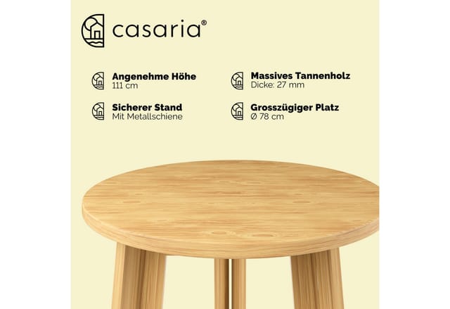 Casaria Stehtisch Klappbar Massiv Holz Ø78cm x 111 cm Bistrotisch Partytisch Holzstehtisch Gartentisch Klapptisch Tisch
