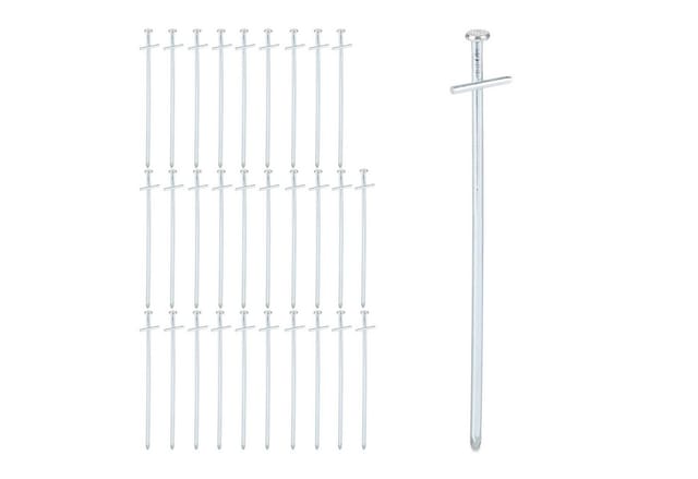 Felsbodenhering, 30er Set, Sturmanker Camping, Zelt und Vorzelt, Heringe für harte Böden, Stahl, 23 cm, silber - Relaxdays