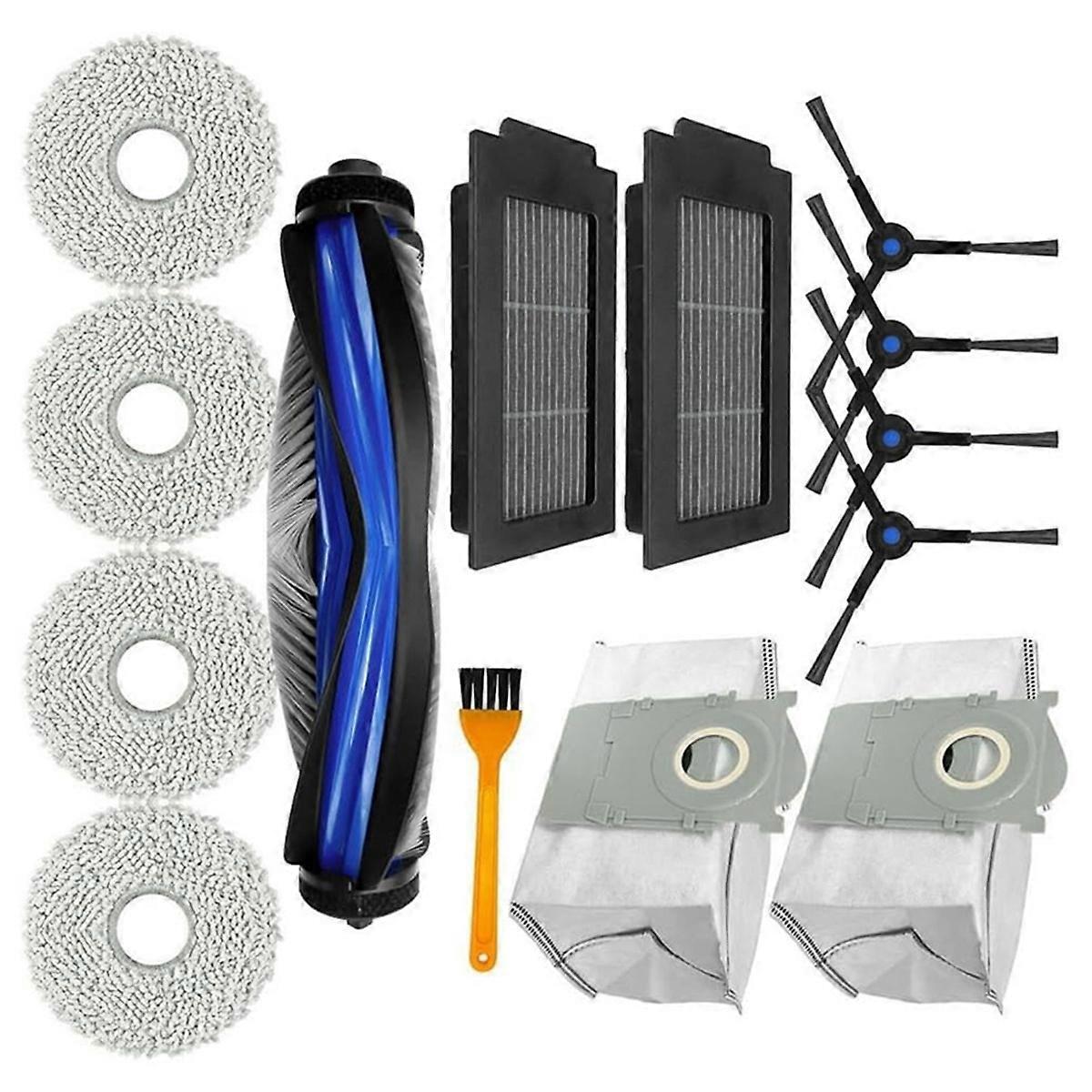 Zubehörset Für Den Saugroboter T50 Pro: Ersatzteile, Hauptseitenbürste, Hepa-filter, Staubbeutel, Wischmopp.