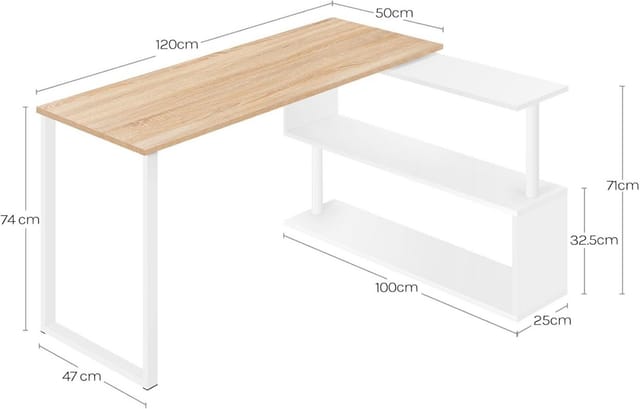 WOLTU Schreibtisch Arbeitstisch mit Ablagen MDF Hell Eiche