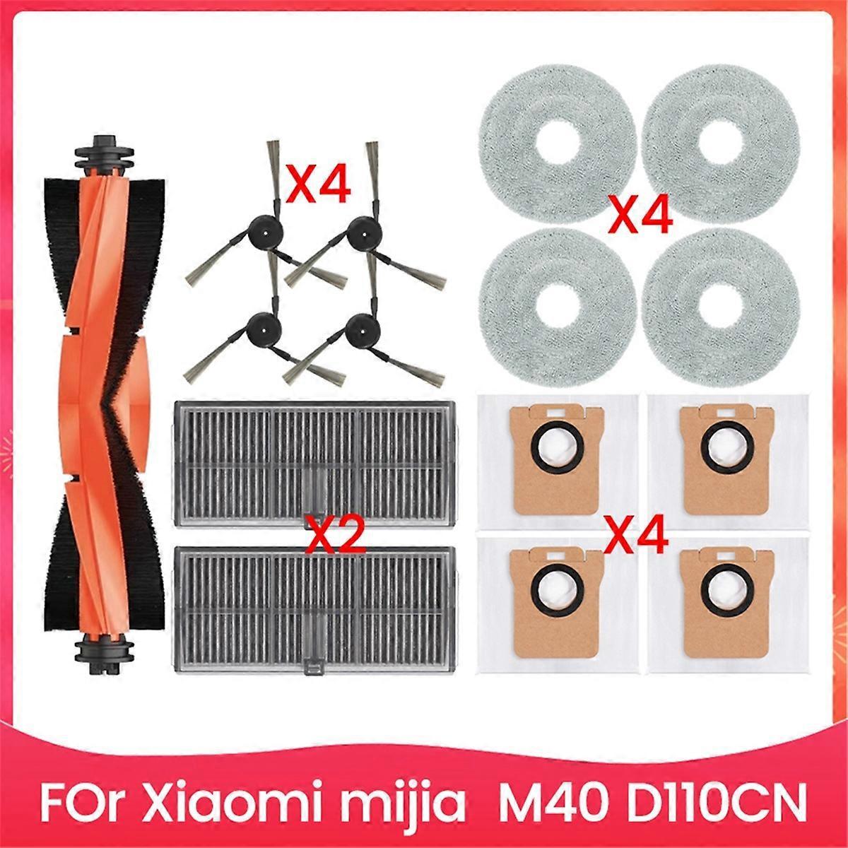 Ersatzteile Für Den Saugroboter M40 D110cn: Hauptbürste, Hepa-filter, Reinigungstuch, Staubbeutel Und Zubehör.