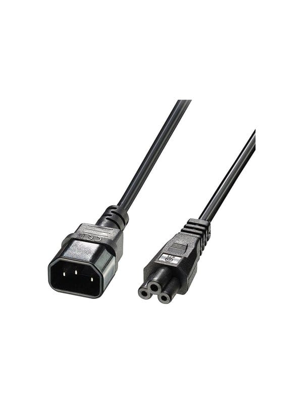 Strom Anschlusskabel [1x Kaltgeräte-Stecker C14 - 1x Kleeblatt-Buchse C5] 1.00 m Schwarz - Lindy
