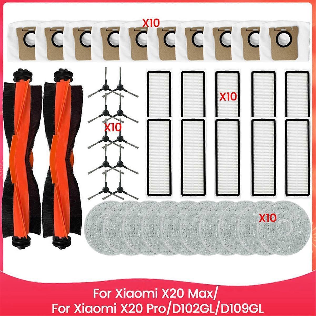 42 Teile, Kompatibel Mit Den Staubsaugern X20 Max/x20 Pro/d102gl/d109gl: Hauptbürste, Hepa-filter, Reinigungstuch Und Staubbeutel.